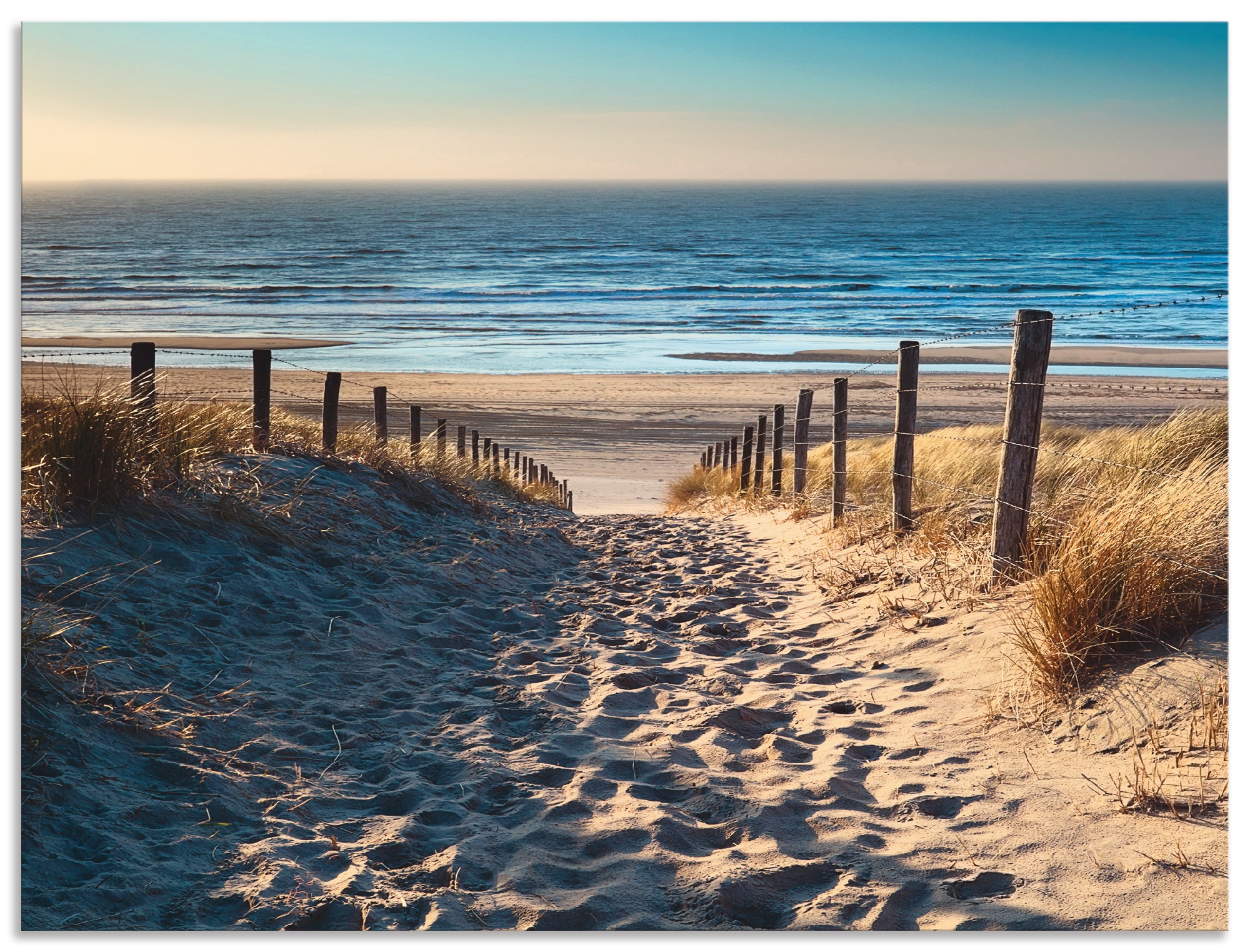 Artland Küchenrückwand "Weg zum Nordseestrand Sonnenuntergang", (1 tlg.), Alu Spritzschutz mit Klebeband, einfache Monta