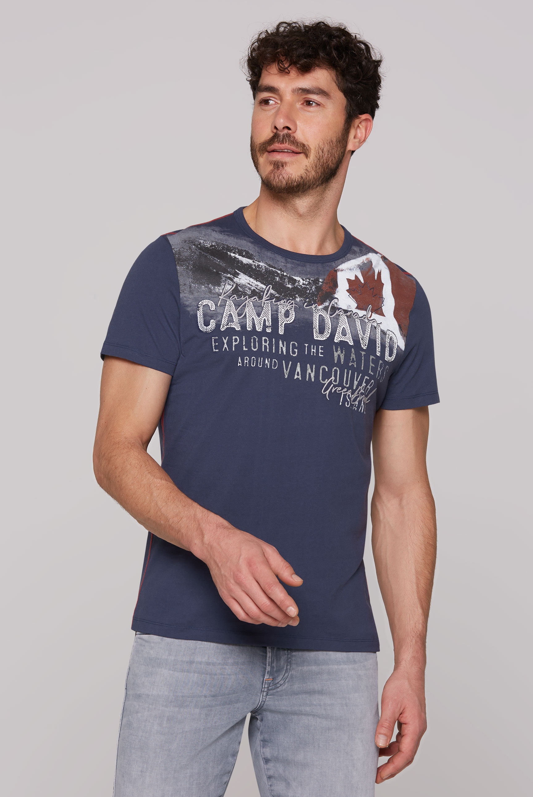 CAMP DAVID T-Shirt, mit Print und Logo-Stickerei günstig online kaufen