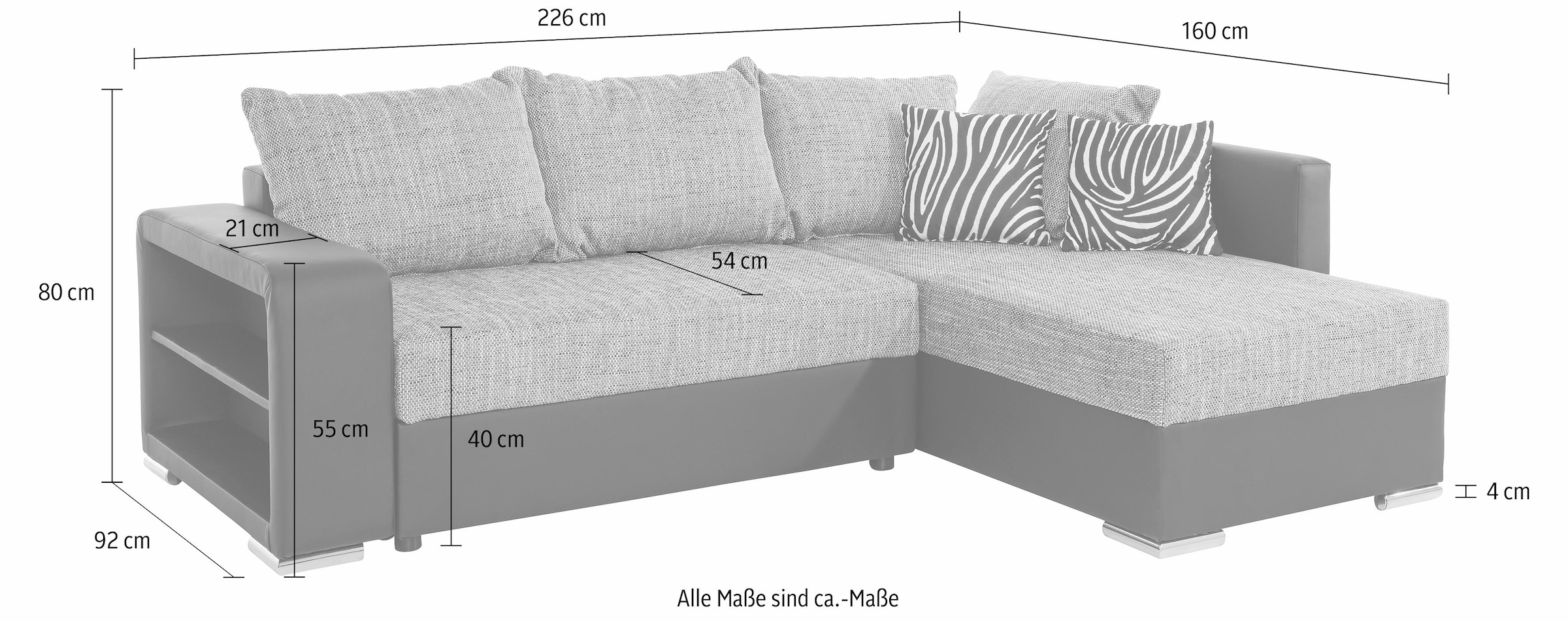 COLLECTION AB Ecksofa »John L-Form«, mit Bettfunktion, wahlweise mit Federkern