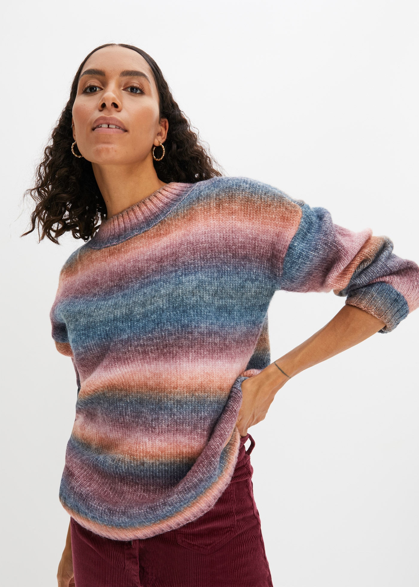bonprix Strickpullover mit Streifen Muster günstig online kaufen