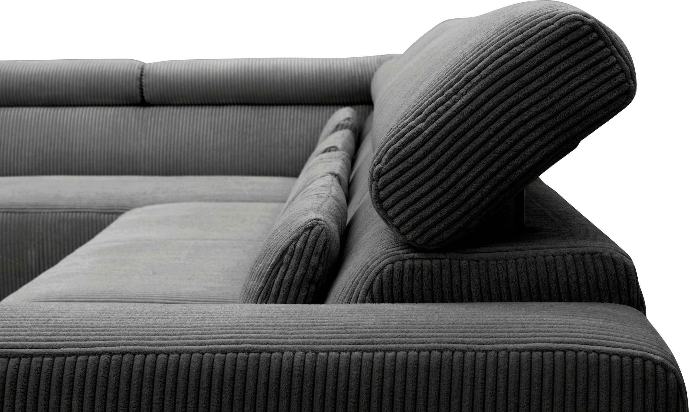 DOMO collection Wohnlandschaft »Brandon viele Bezugsarten, auch in Cord und Leder, incl. Nierenkissen«, mit Kopfteilverstellung, wahlweise Sitztiefenverstellung, U-Form