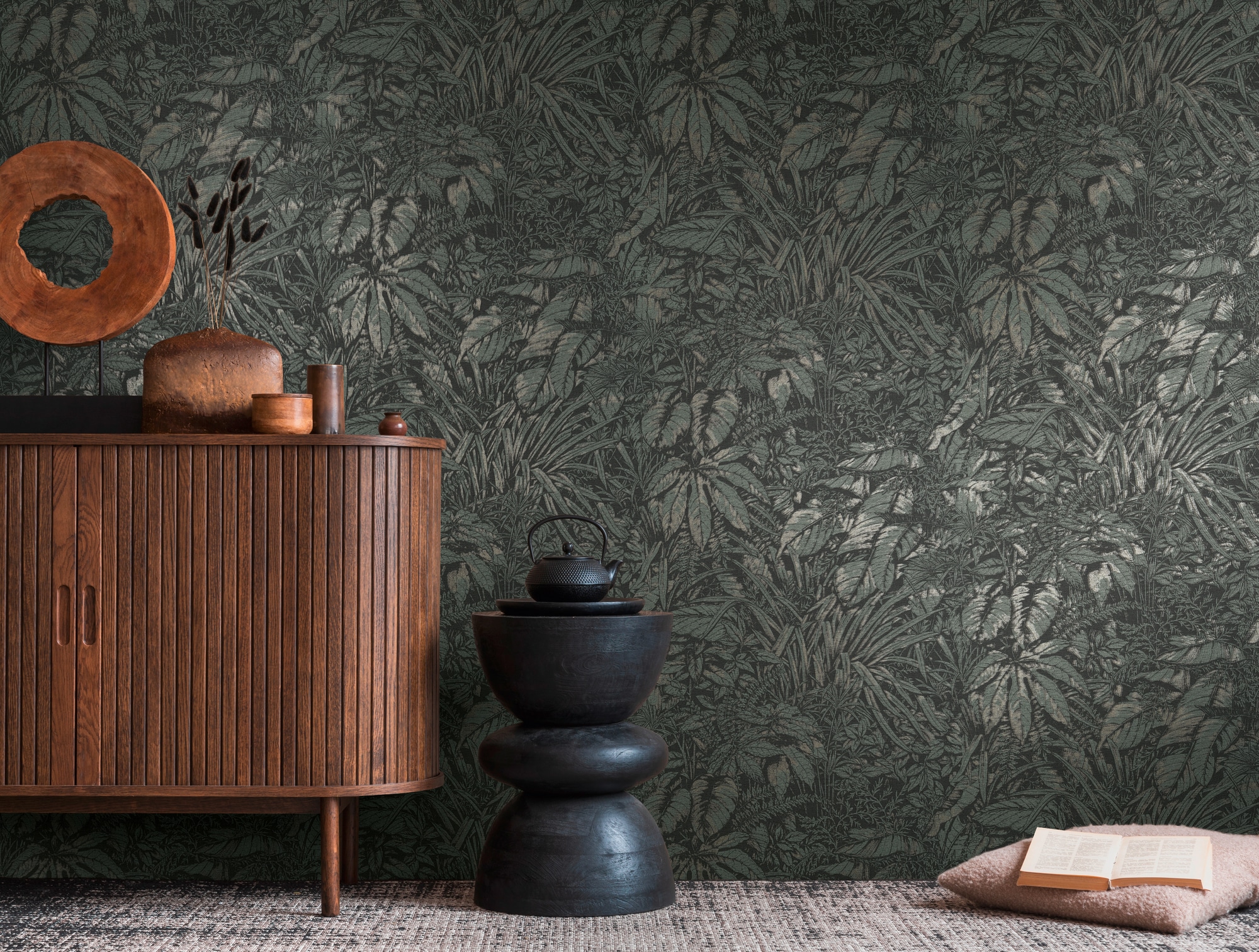 living walls "Smart Surfaces Natur-Tapete Mustertapete Floral Natur" leicht glänzend strukturiert Vliestapete Dschungel für Schlafzimmer Küche Wohnzimmer Natur Design