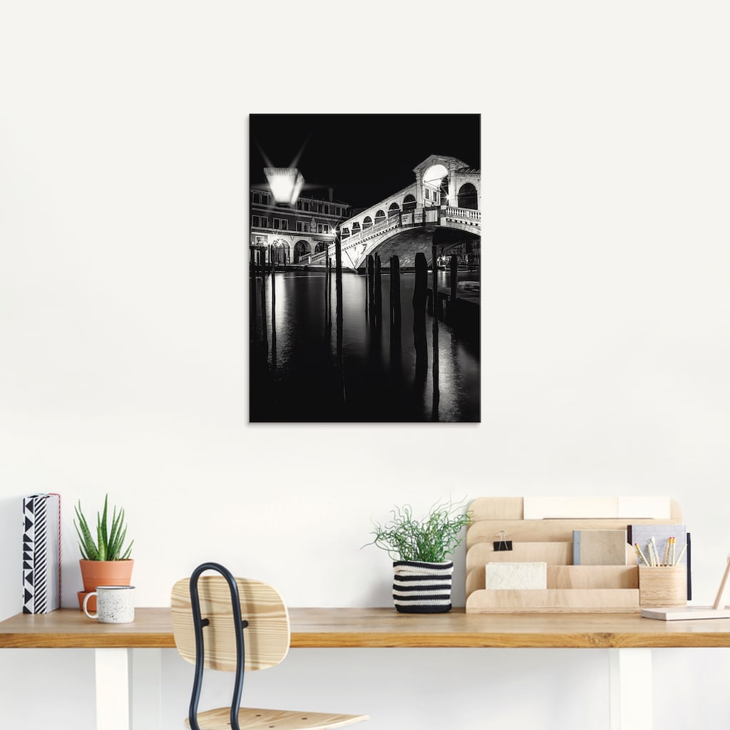 Artland Glasbild »Venedig Canal Grande & Rialto Brücke I«, Brücken, (1 St.)