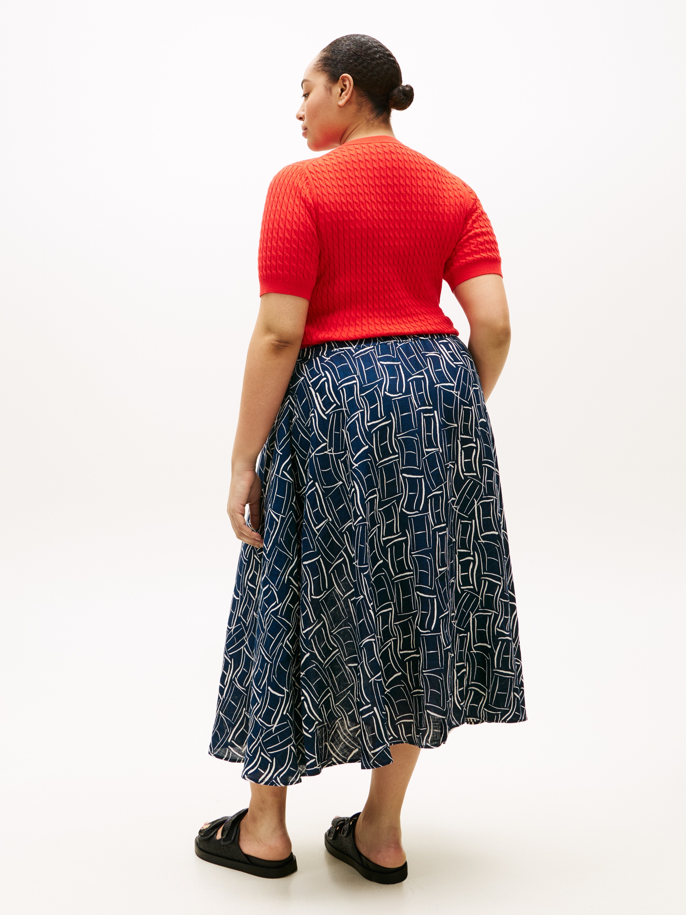 Tommy Hilfiger Curve A-Linien-Rock »CRV ESS LINEN FLARE SKIRT« in großen Größen, ausgestellte Form