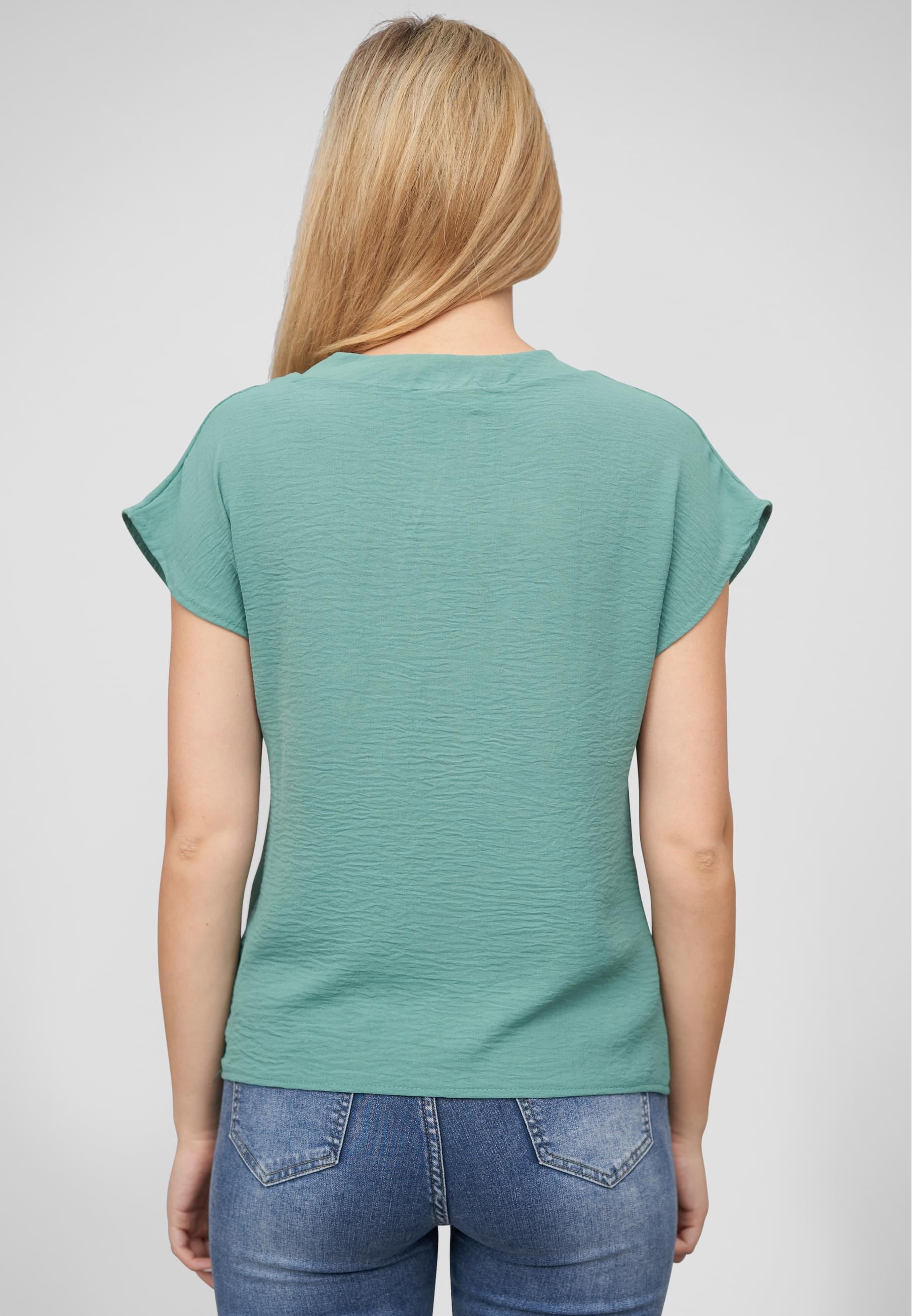 CLOUD 5IVE Klassische Bluse »CLOUD 5IVE Musselin Bluse mit V-Ausschnitt«