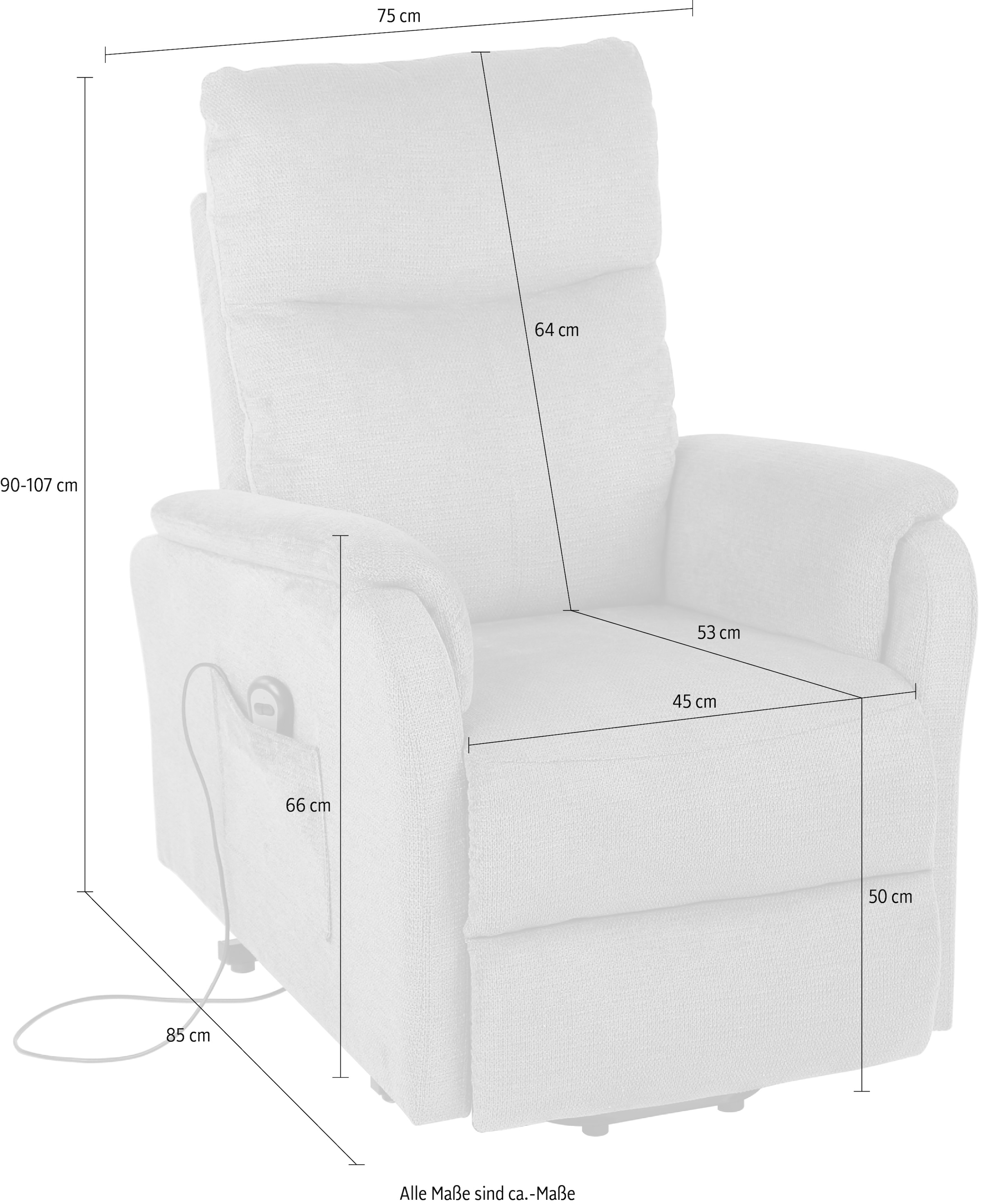 Duo Collection TV-Sessel »Rubi mit eletrischer Aufstehhilfe und Relaxfunktion«, (1 St.), Taschenfederkern mit Stahlwellenunterfederung
