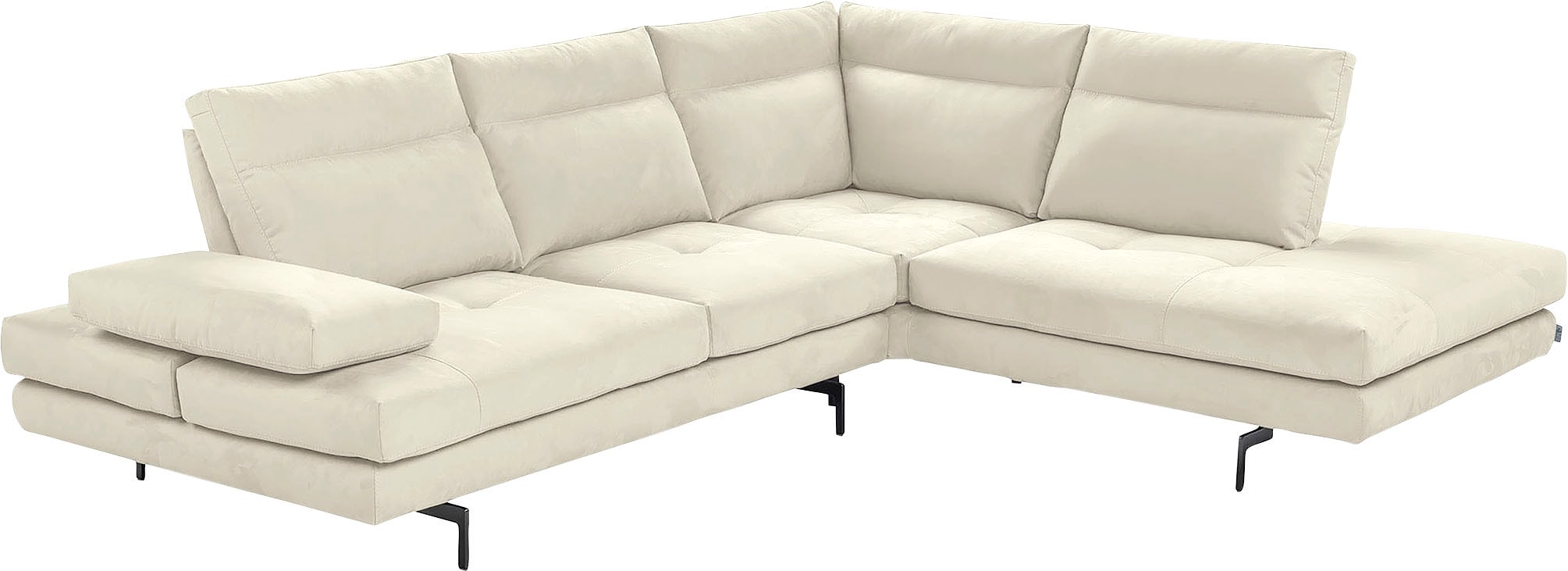 CALIA ITALIA Ecksofa "Toby Wing, B/T: 288/232 cm, Designsofa mit sensationellem Sitzkomfort" L-Form, Sitztiefenverstellung, funktionale Ecke, Füße in schwarz matt