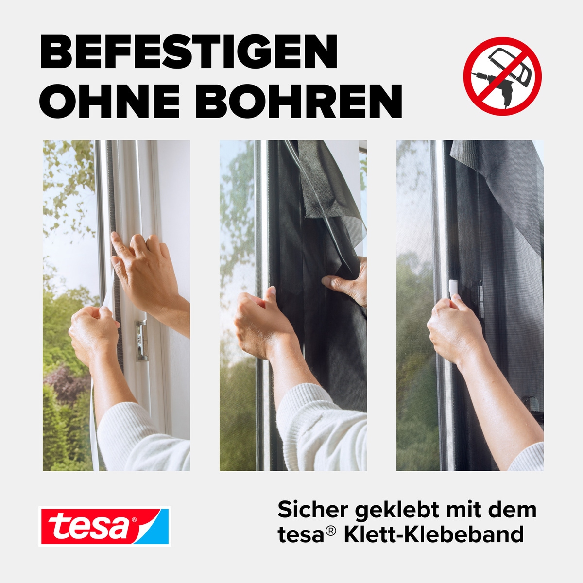 tesa Insektenschutz-Fensterrahmen »Pollenschutzgitter für Fenster - 1,5m x 1,8m«, Pollenschutzgitter - ohne Bohren- zuschneidbar -anthrazit