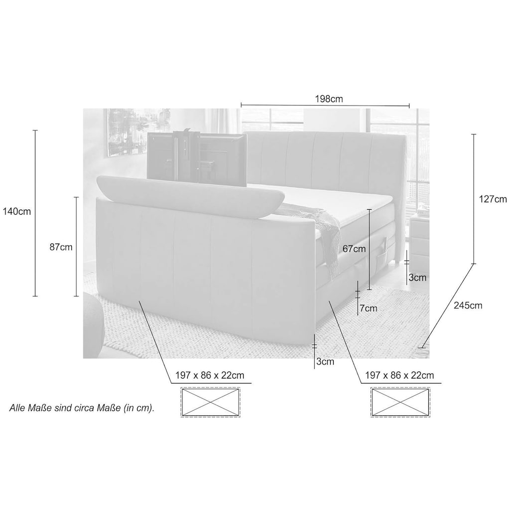 Jockenhöfer Gruppe Boxspringbett »Bel Air«, mit versenkbarem TV-Lift (für bis zu 40 Zoll), Fernbedienung und Bettkasten/Stauraum