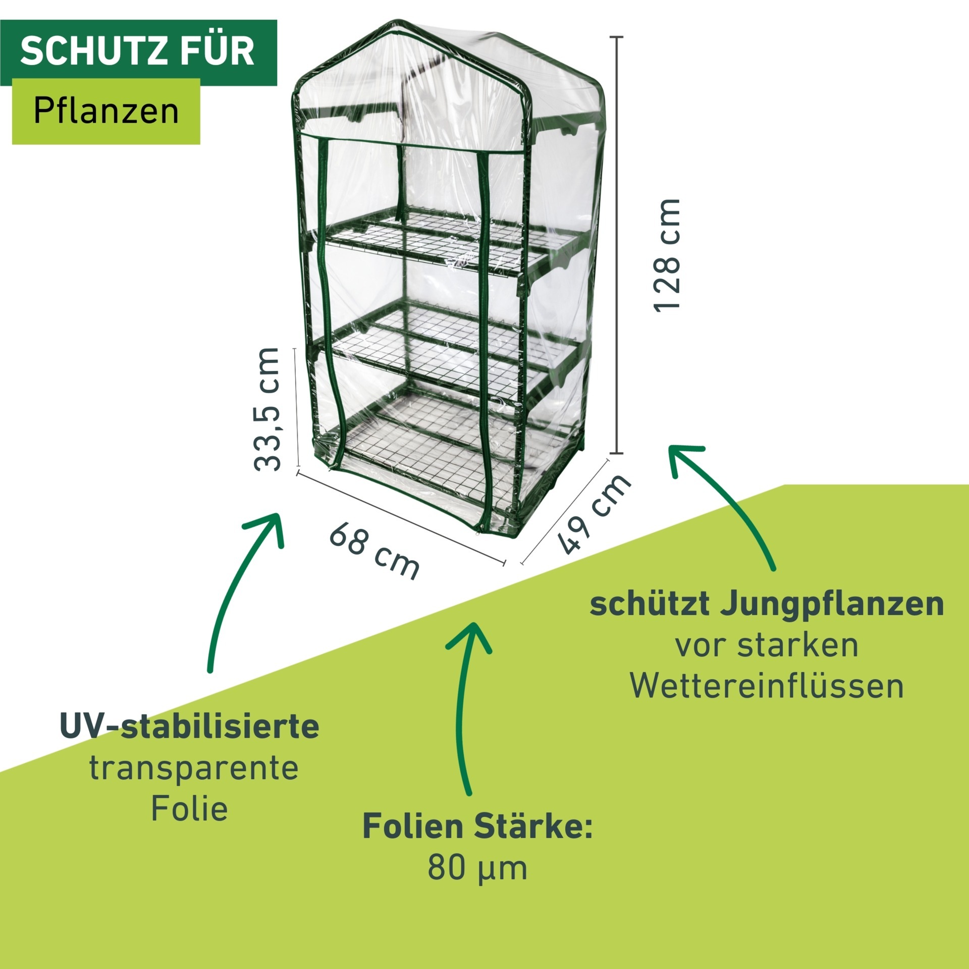 Windhager Foliengewächshaus »zur Aufzucht von Gemüsepflanzen, Kräutern« Balkongewächshaus für Terrasse, Garten, 68 x 49 x 128 cm