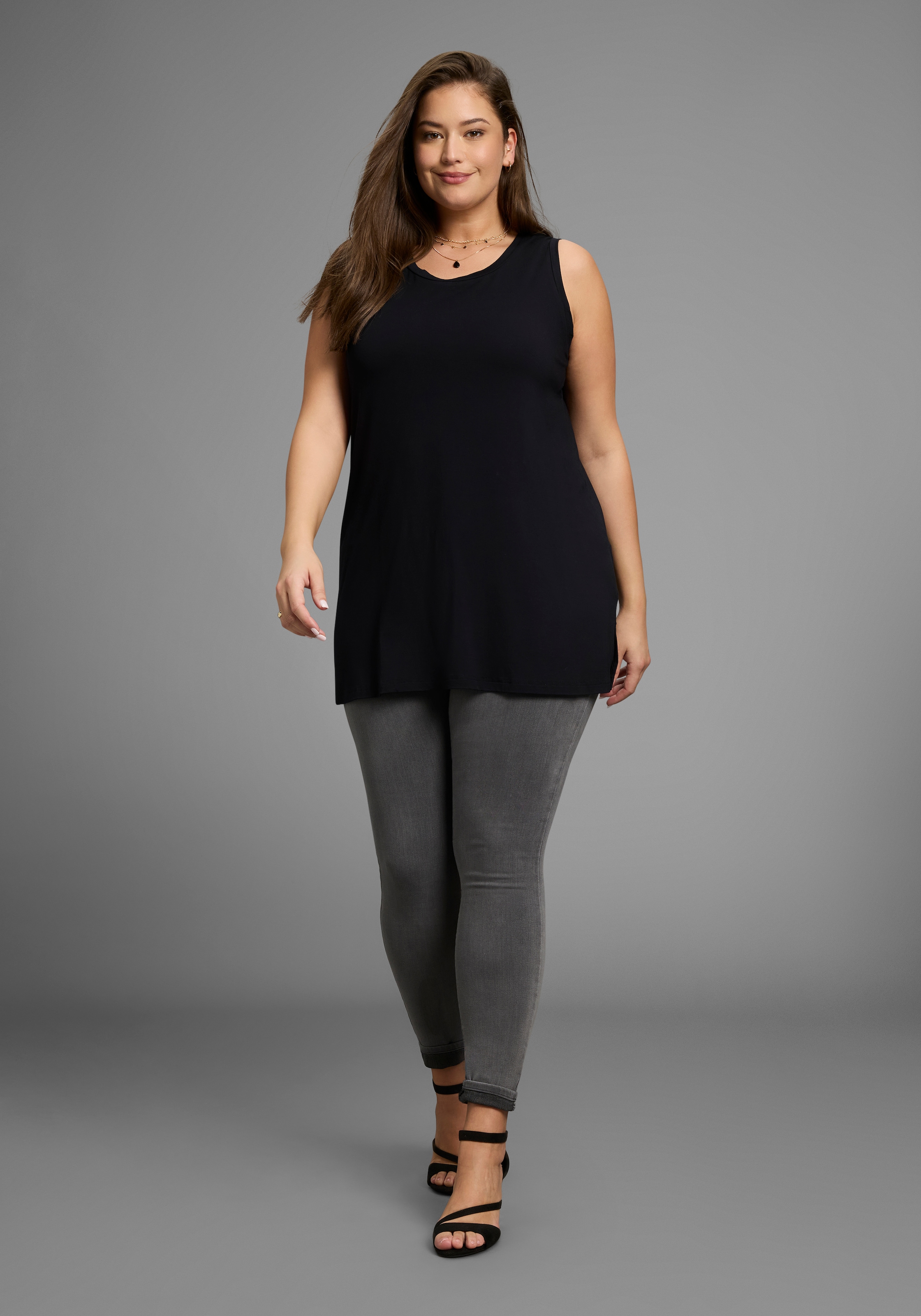 Laura Scott CURVE Longtop, aus fließendem Jersey mit lockerem Schnitt - GROSSE GRÖSSE