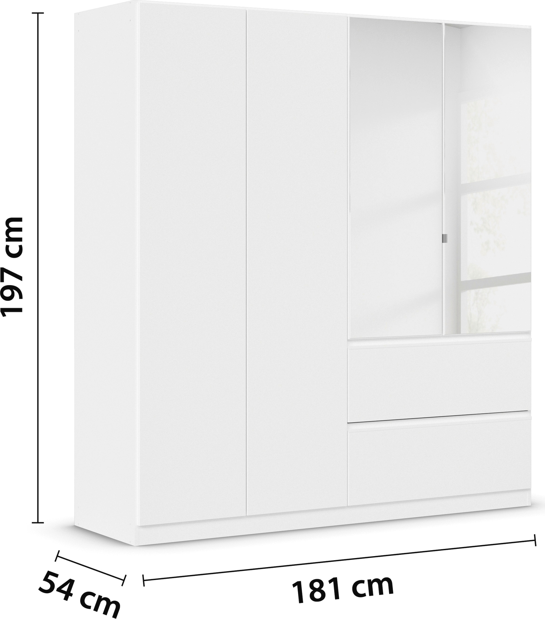 rauch Drehtürenschrank »Kleiderschrank Schrank Garderobe Wäscheschrank COSTA in 3 Breiten«, mit Spiegel, grifflose Front und Push-to-Open Funktion MADE IN GERMANY