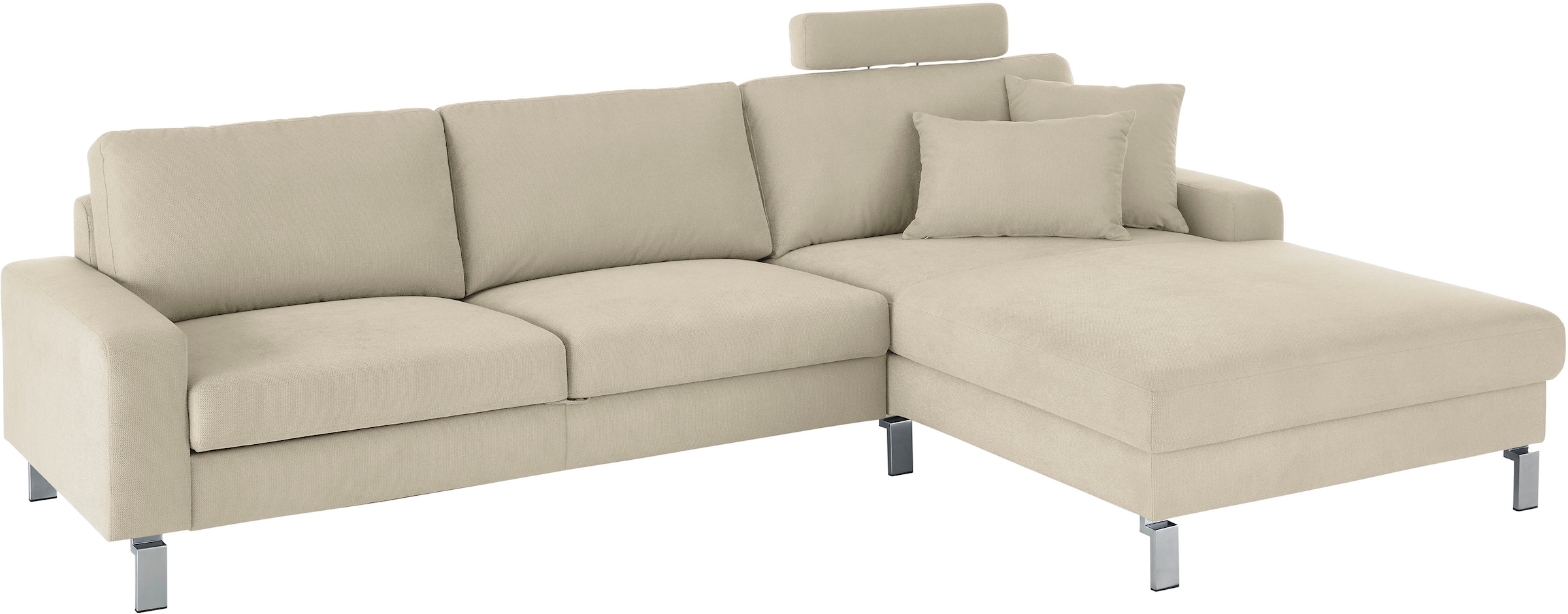 3C Candy Ecksofa »Lecce, wahlweise PUR-Schaumstoff oder Tonnentaschenfederkern« Bett im 2,5-Sitzer, teilmotorische Schlaffunktion im Longchair, L-Form