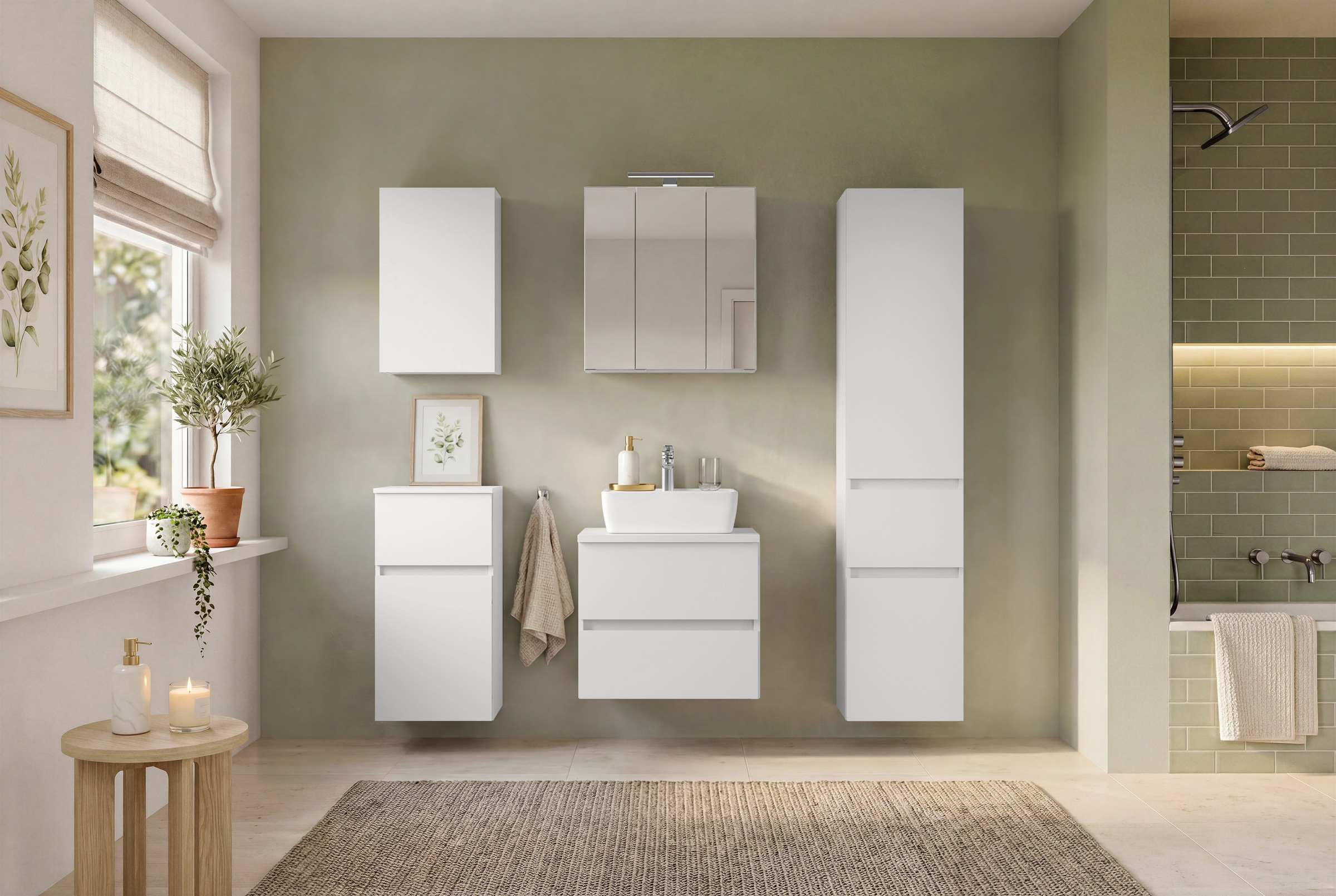 OTTO home Spiegelschrank »BOZEN, 3D-Spiegelschrank 60 cm« Inklusive LED-Aufbauleuchte, Steckdose und Schalter