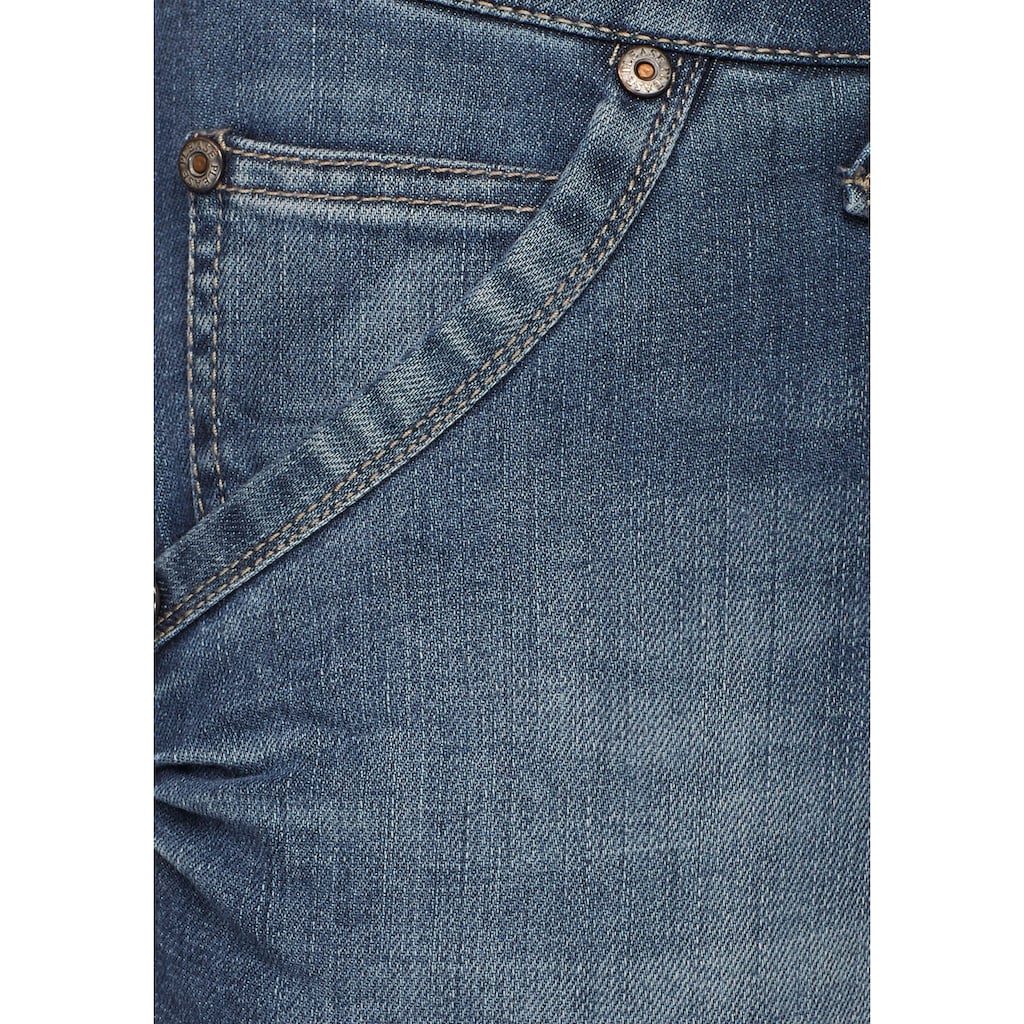 Damenmode Jeans Please Jeans Boyfriend-Jeans »P85A«, lässige Jeans Hose mit Crinkle-Effekt und krempelbarem Bein mid-blue
