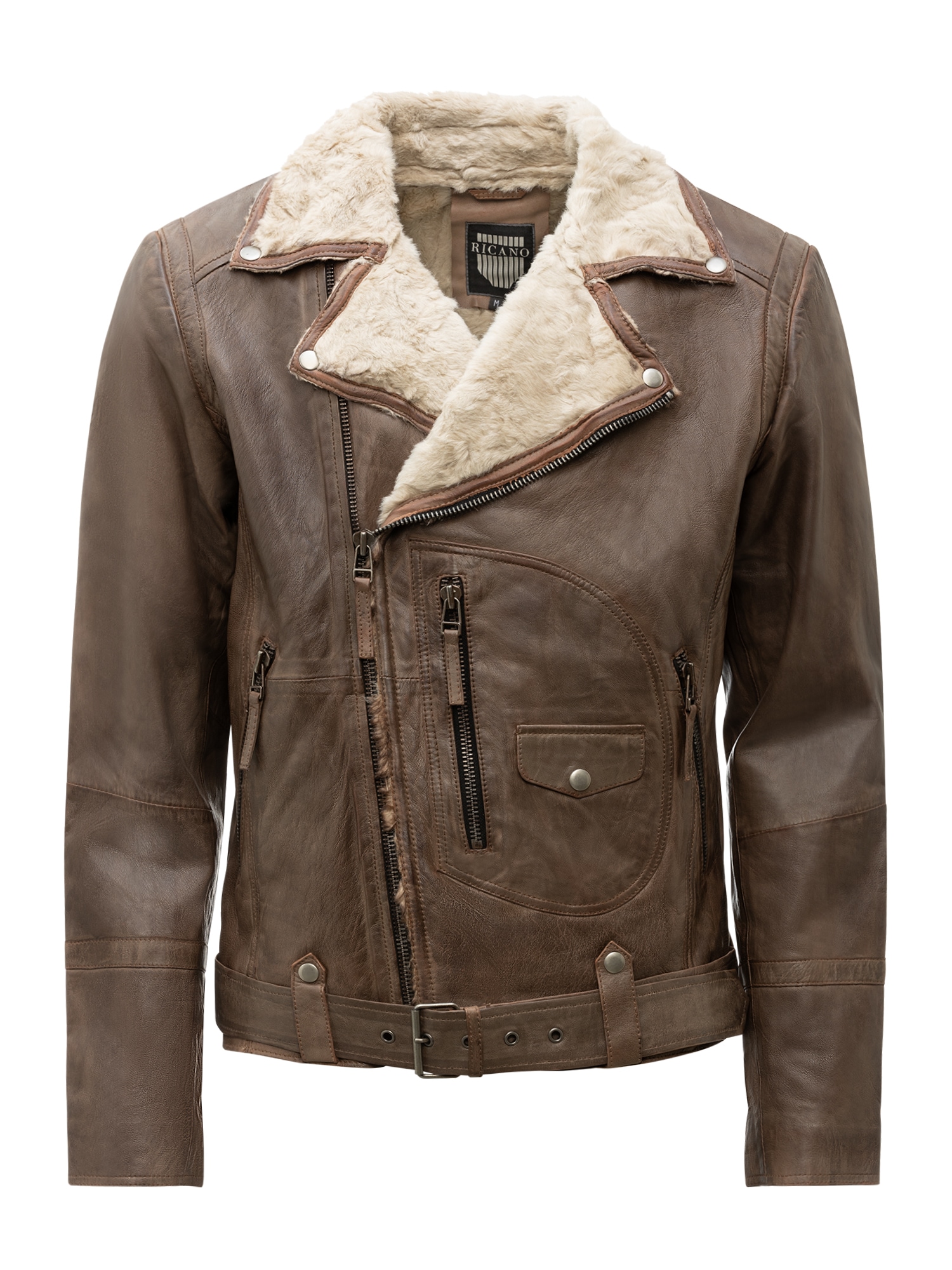 RICANO Bikerjacke "Lederjacke Harlem" Handgefertigt aus echtem Leder
