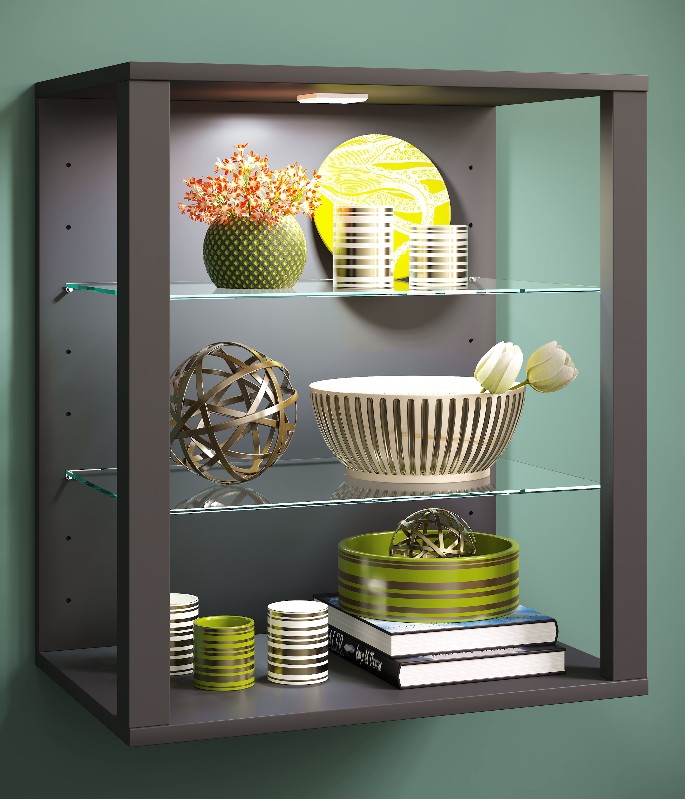 VCM Wandregal »VCM Vitrine hängend | Vitrine ohne Glasfronten | Maße ca. H. 60 x B. 52 x T. 35 cm | Hängevitrine | Modern und platzsparend | Vitrinenschrank - Glasol S«