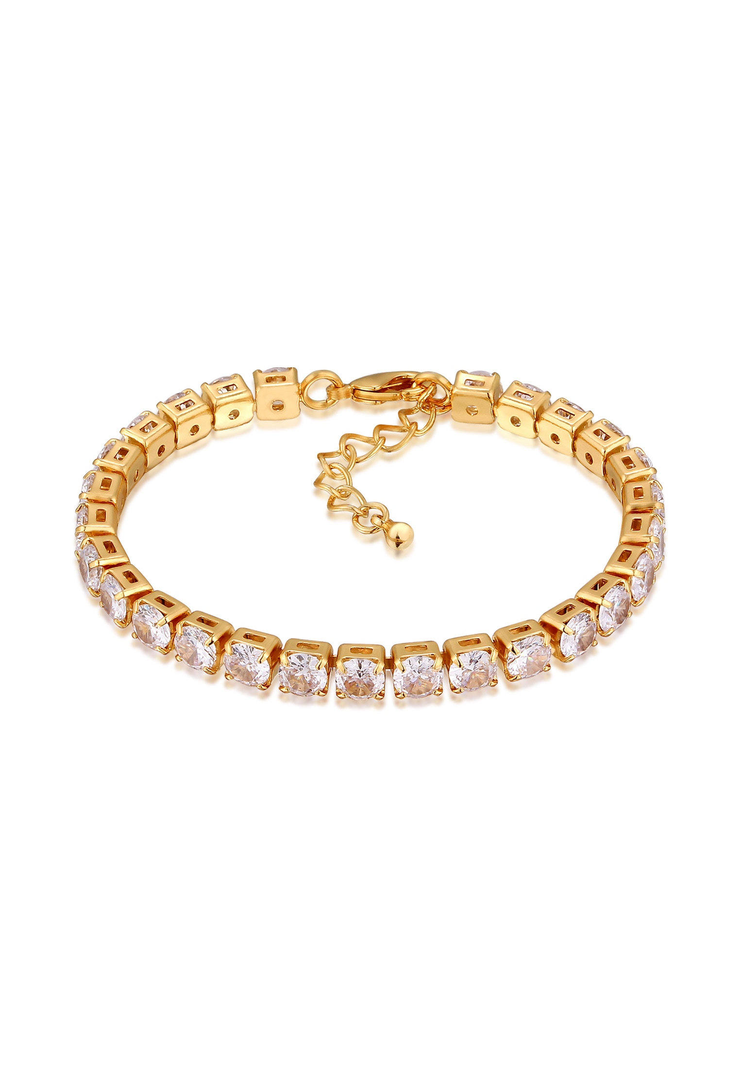ELLI Damen Armkette "Armband Zirkonia Tennisarmband Goldfarben", Messing, gold, Messing, Armbänder