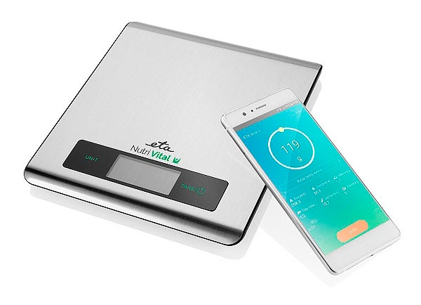 eta Küchenwaage "ETA079090000" Nutri Vital App, bis 5kg, Genauigkeit 1g, TARE