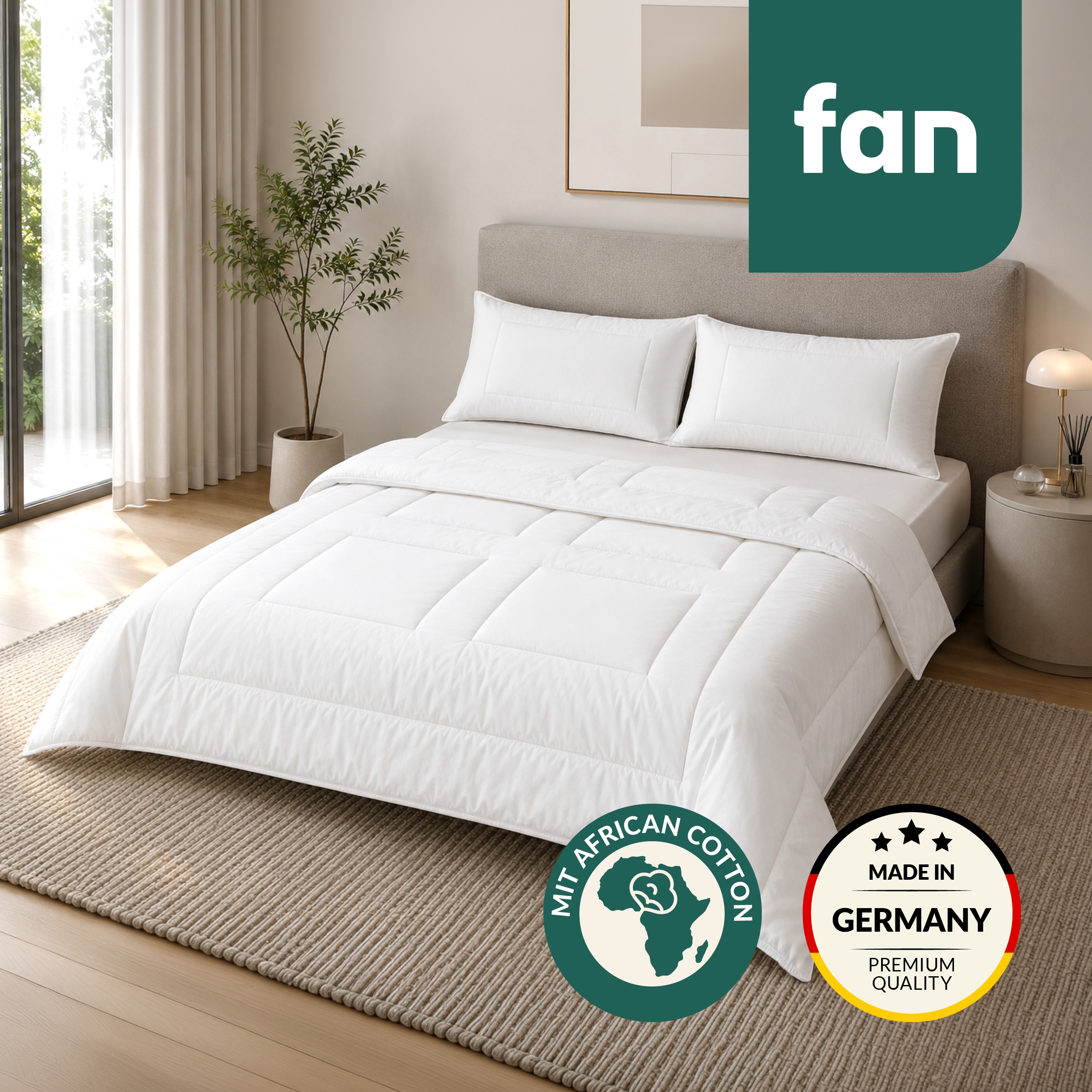 fan Naturfaserbettdecke "African Cotton, 135x200 cm und weitere Größen" normal Füllung 100% Lyocell (TENCEL™) 1 Stk. tlg. Bettdecke für Winter oder Sommer. Hergestellt in Deutschland