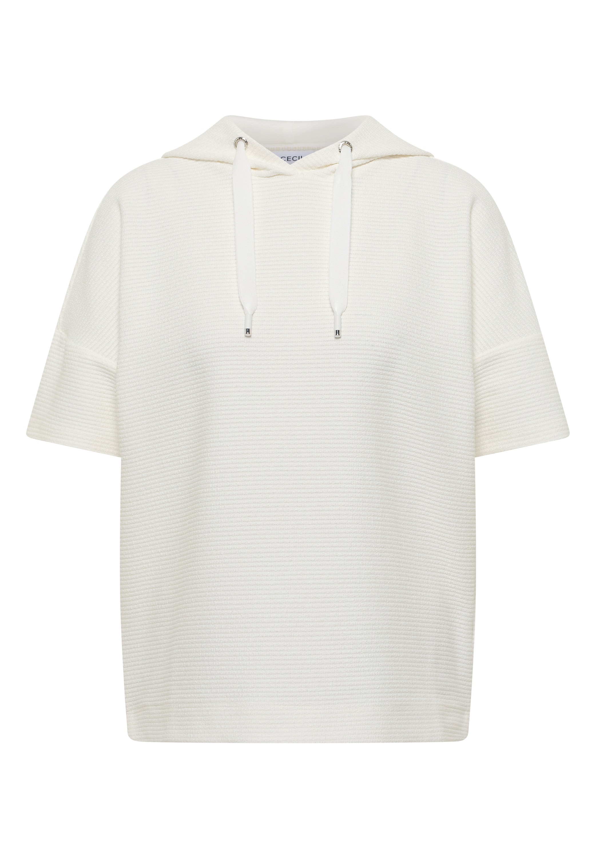 Kapuzenshirt CECIL, Damen, Gr. XL (44), vanilleweiß, Stoff, 50% Viskose, 48% Polyester, 2% Elasthan, unifarben, comfort fit hüftlang, ohne Ausschnitt, normaler Saum, Shirts Kapuzenshirt, mit Struktur 6