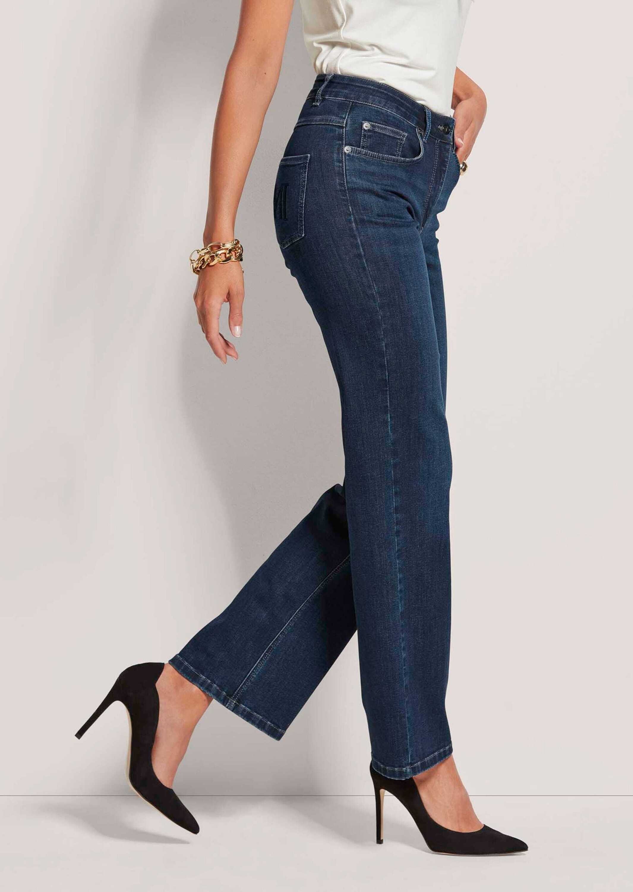 MADELEINE Regular-fit-Jeans »Denimhose Schmale Jeans im Five-Pocket-Style« Mit "M"-Stickerei auf der Gesäßtasche