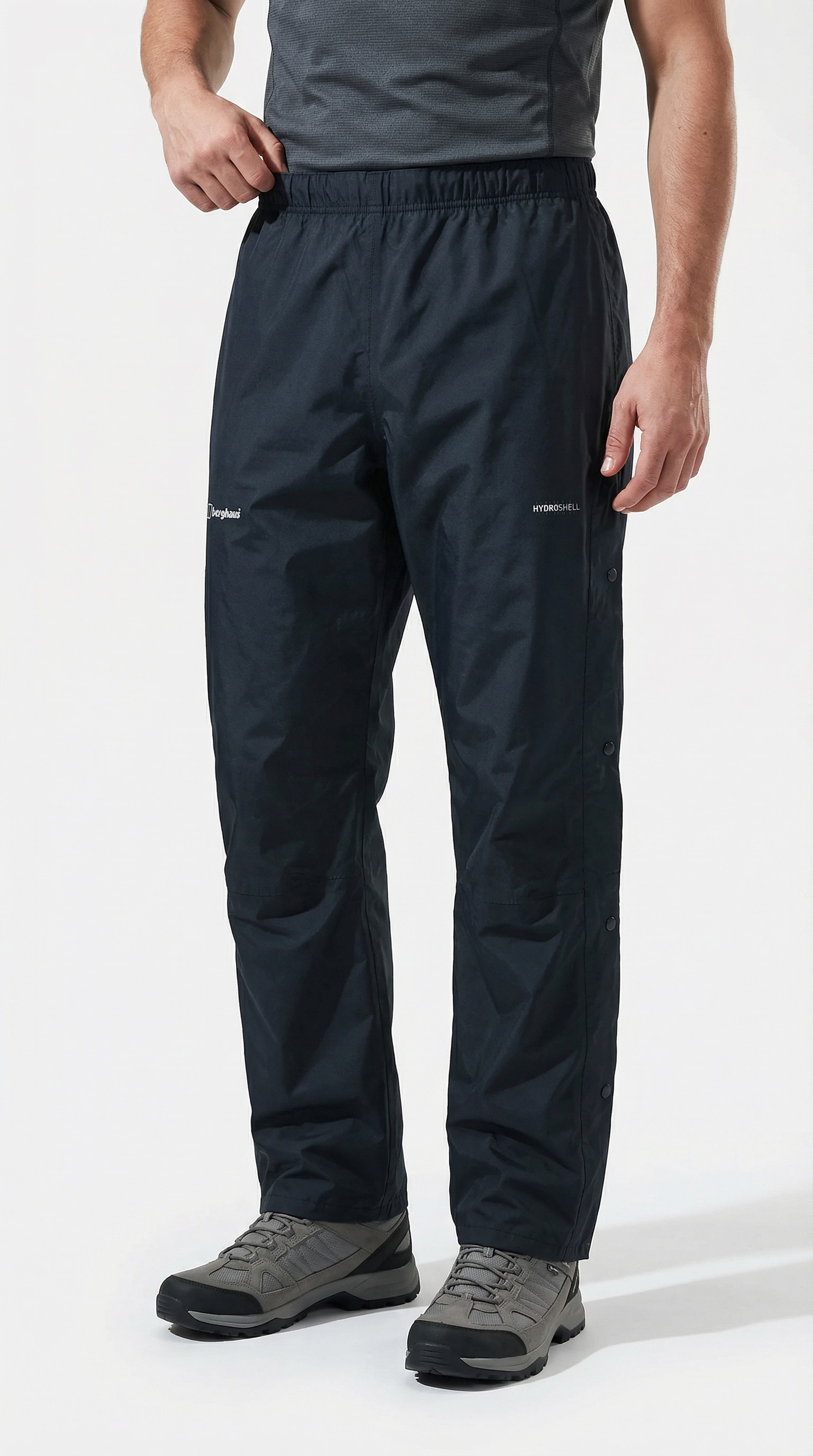Berghaus Regenhose "DELUGE PRO 2.0 RAIN-PANT" dreiviertellange Seitenreißverschlüsse, mit Druckknöpfen, wasserdicht
