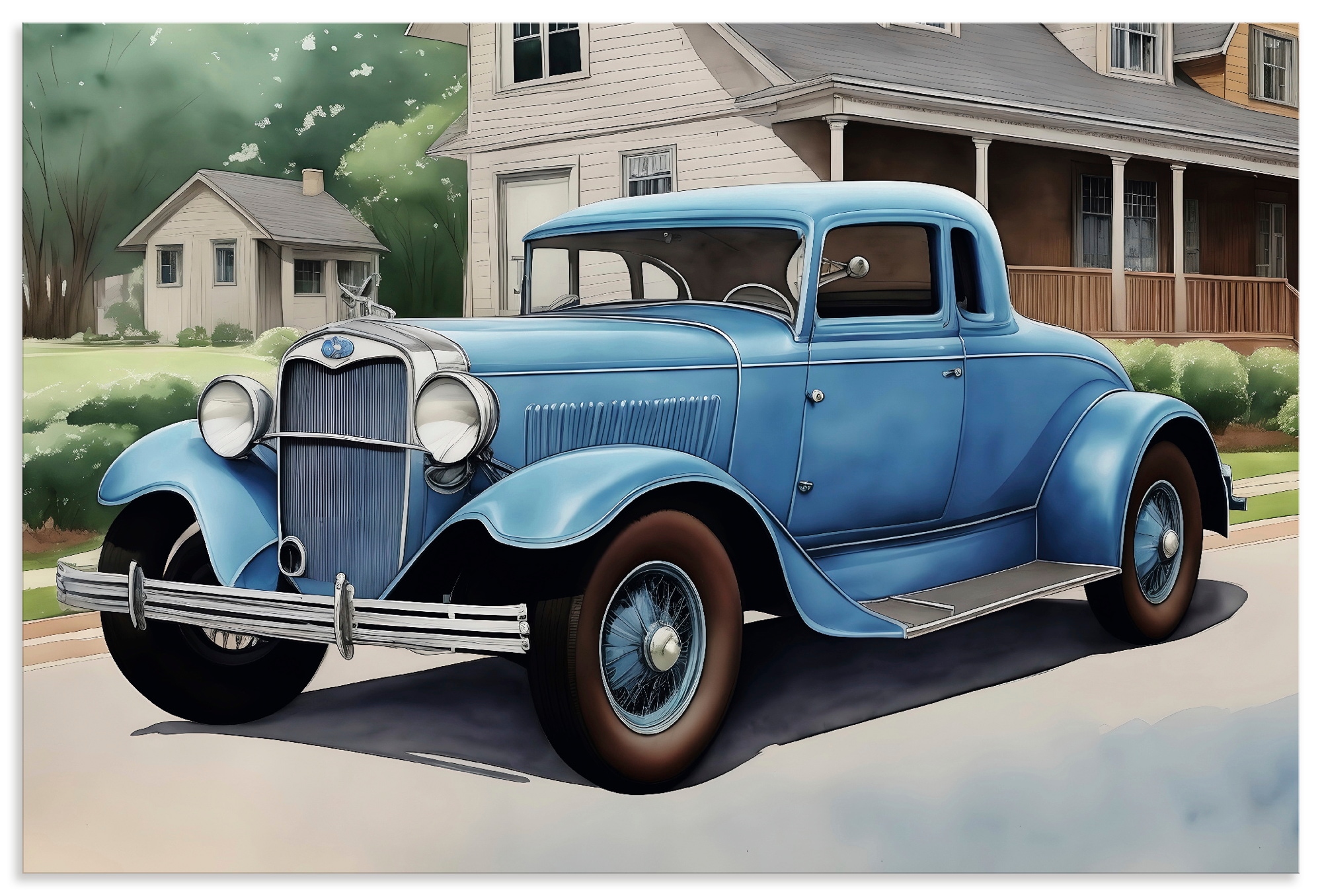 Artland Wandbild "Blauer Oldtimer der 1930er Jahre" Auto 1 Stk. tlg. als Alubild, Leinwandbild, Poster, Wandaufkleber in verschied. Größen