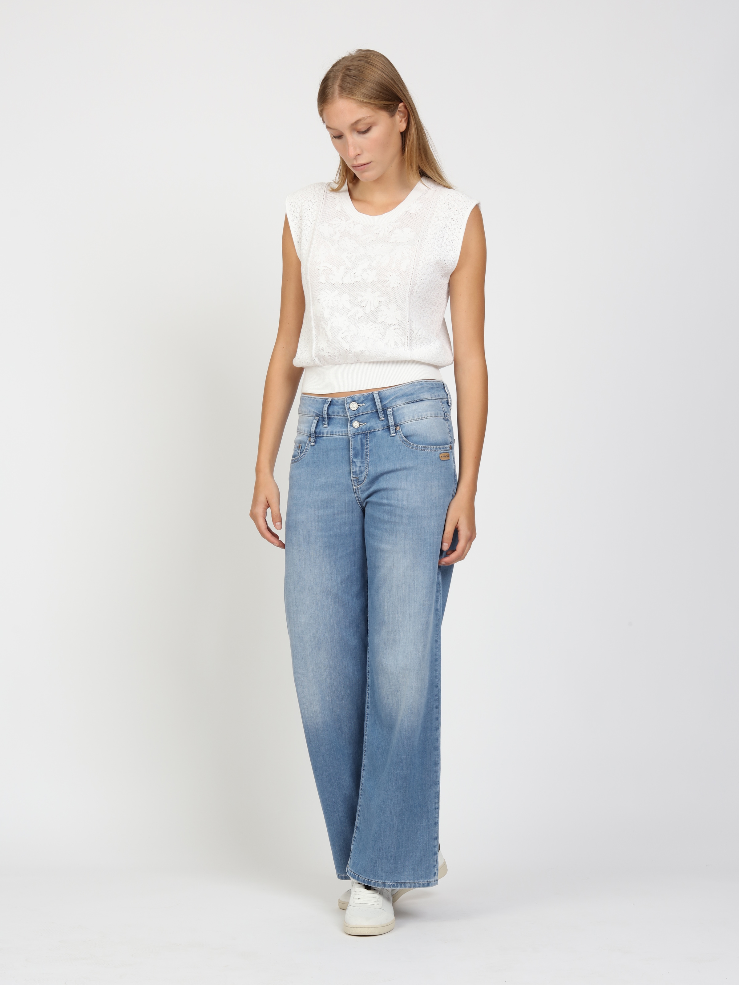 GANG Weite Jeans »94CARA« Light Denim mit Doppelbund