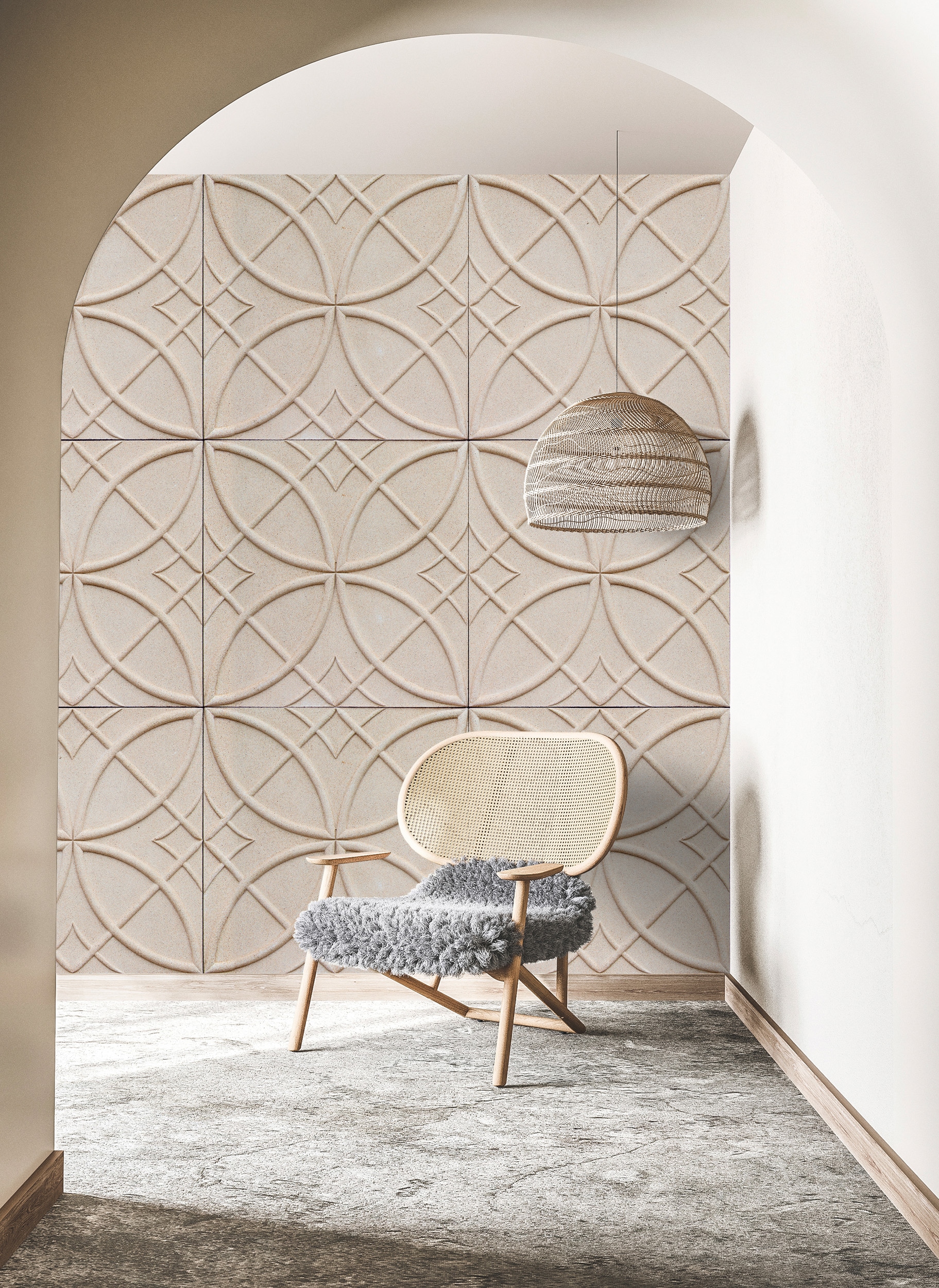 living walls Vliestapete "3D-Tapete geometrisch Creme Beige Strukturtapete" matt glatt