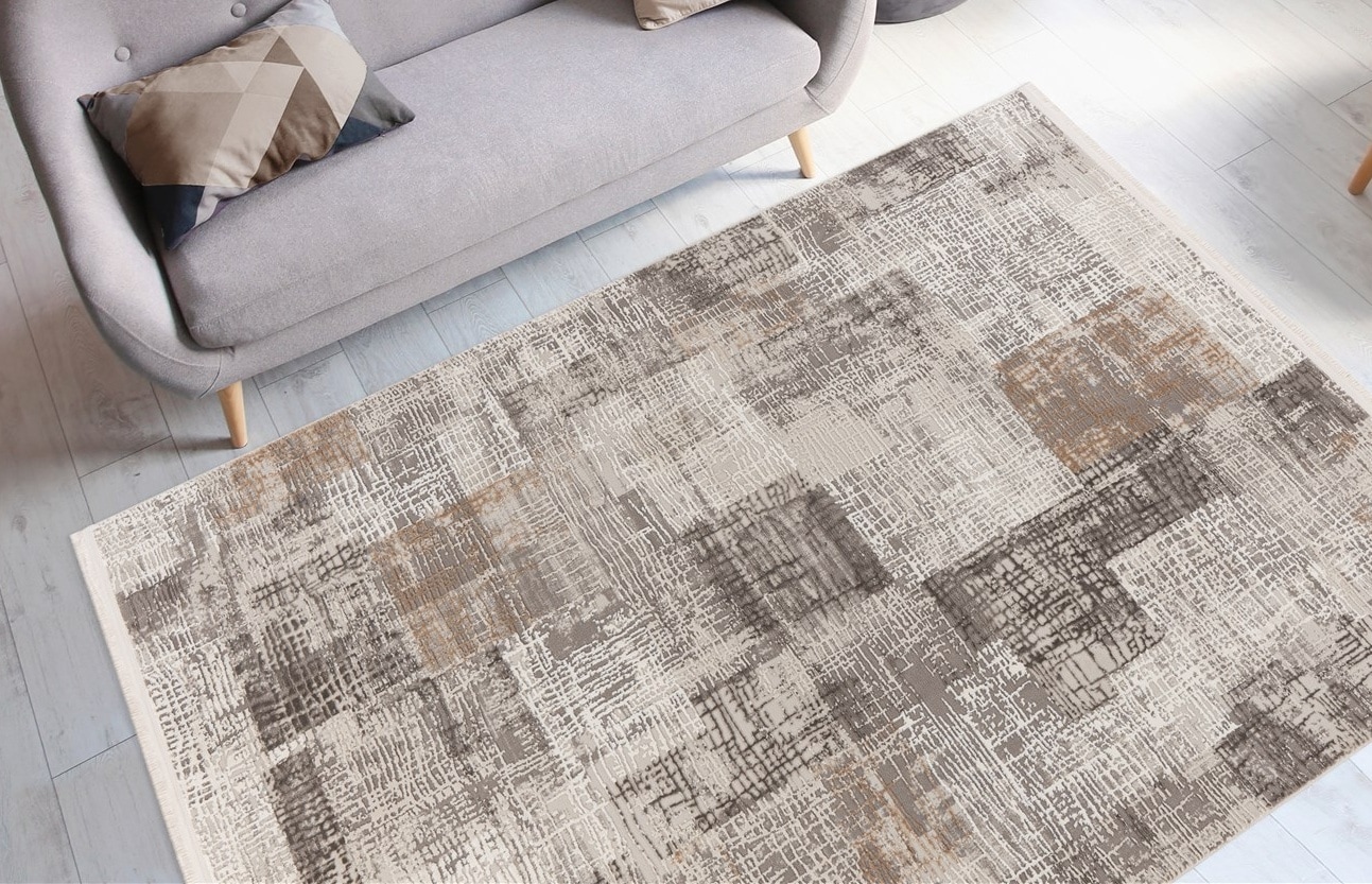 Teppich ME GUSTA "Akropolis 425", grau (grau, silber), B:80cm H:12mm L:150cm, Polyester, Teppiche, Teppich, flacher Teppich mit Baumwollrücken, attraktiver Vintage-Look