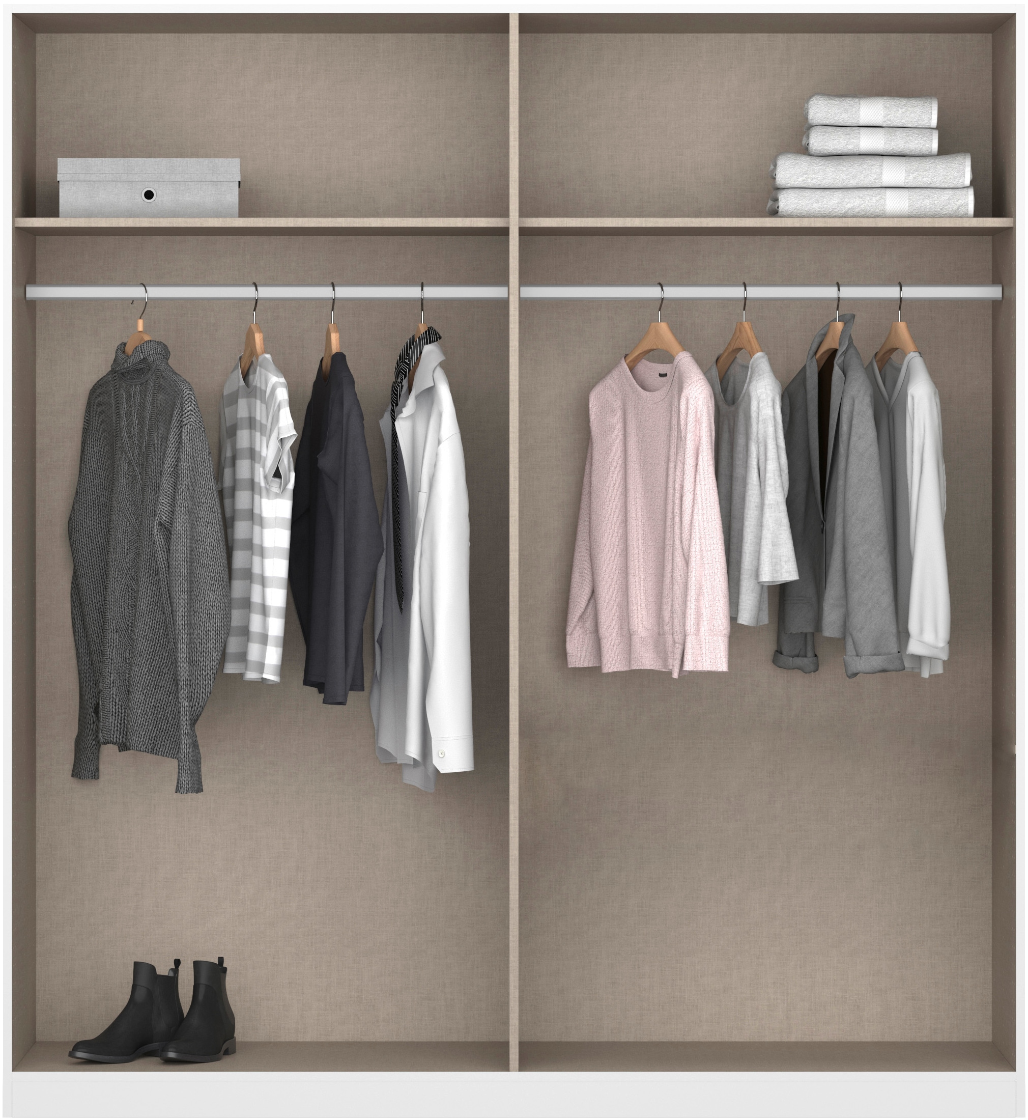 rauch Kleiderschrank »Freiham Drehtürenschrank Schrank Garderobenschrank Breite 91cm« Schlafzimmerschrank mit Spiegel und Griffmulden BESTSELLER