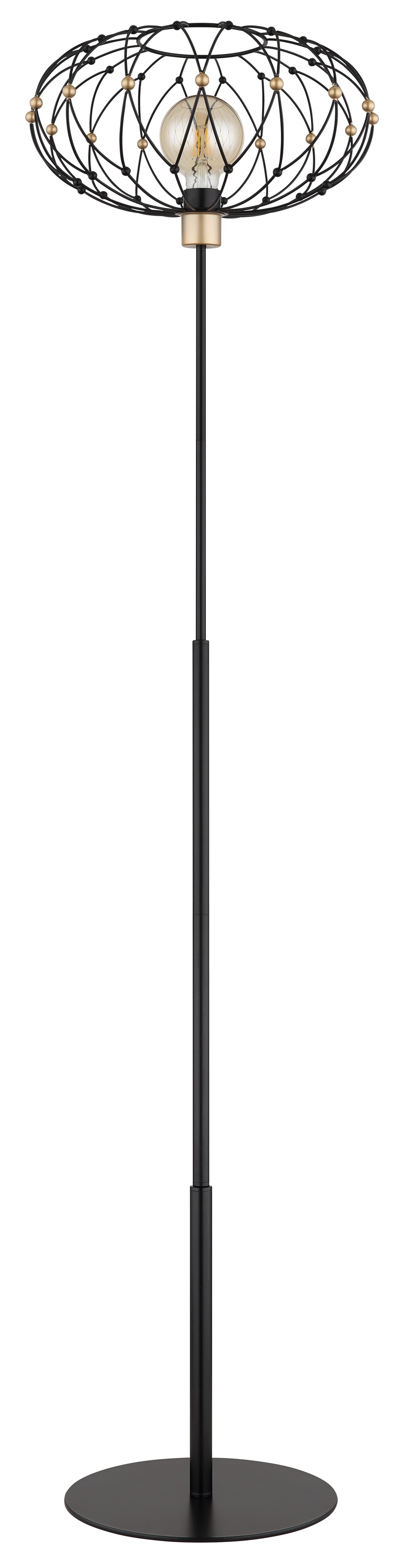 GLOBO LIGHTING Stehlampe »GREYS« E27 1 Stk. Stehleuchte Schwarz/Gold, Metallgeflecht, Fußtritt, E27