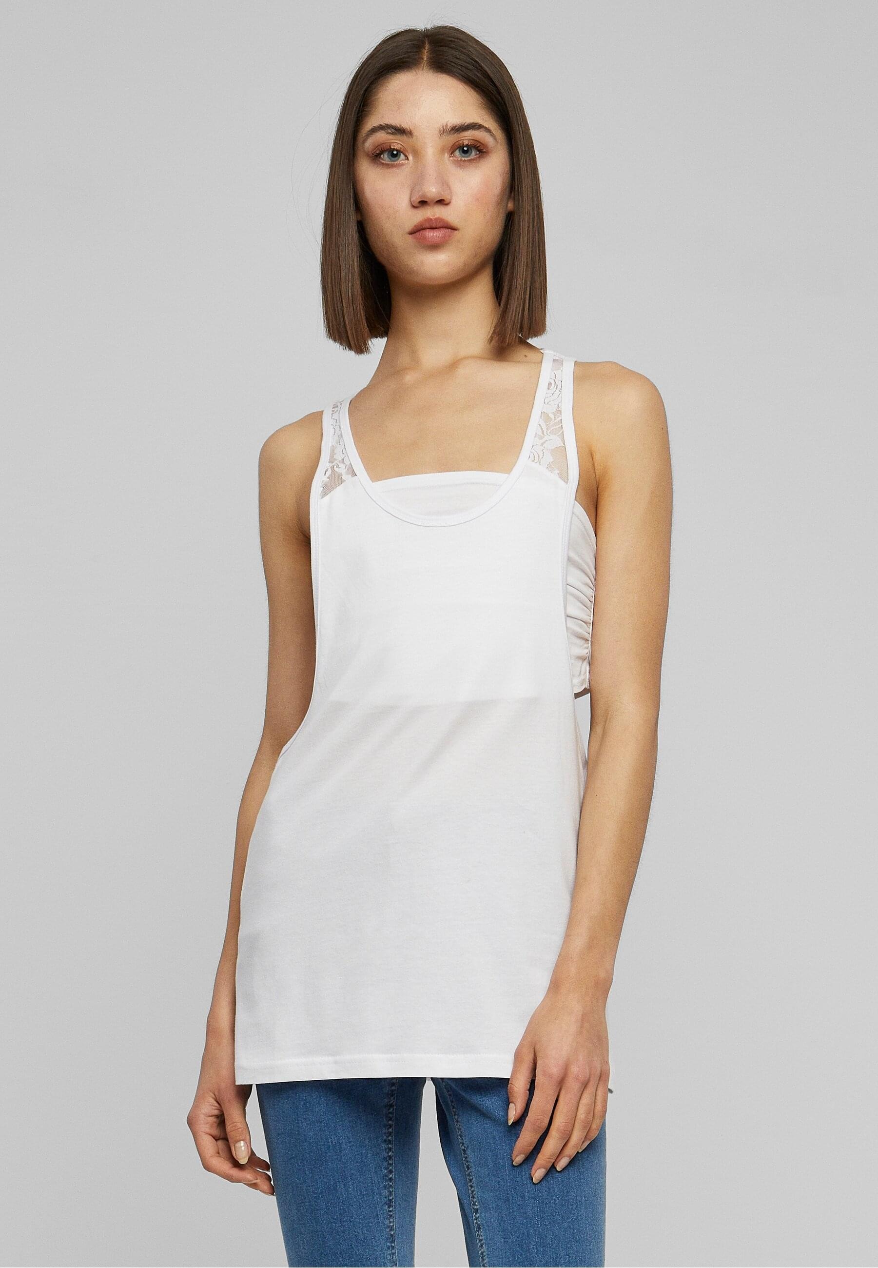 URBAN CLASSICS Muskelshirt »Urban Classics Damen Ladies Flower Laces Loose Tank«, (1 tlg.)