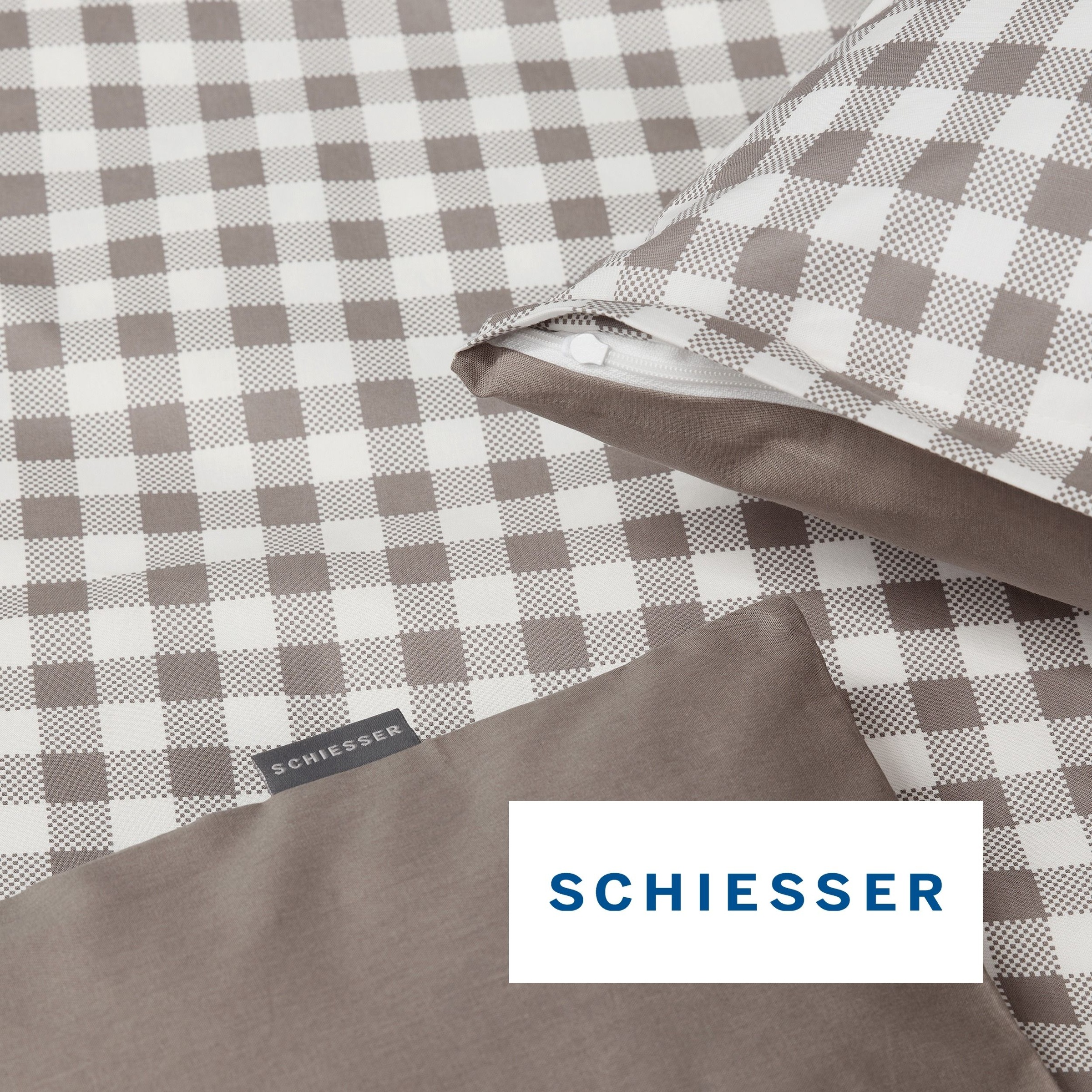 Schiesser Wendebettwäsche »Vichy aus weicher Baumwolle mit Karos« 2 Stk. OEKO-TEX® MADE IN GREEN