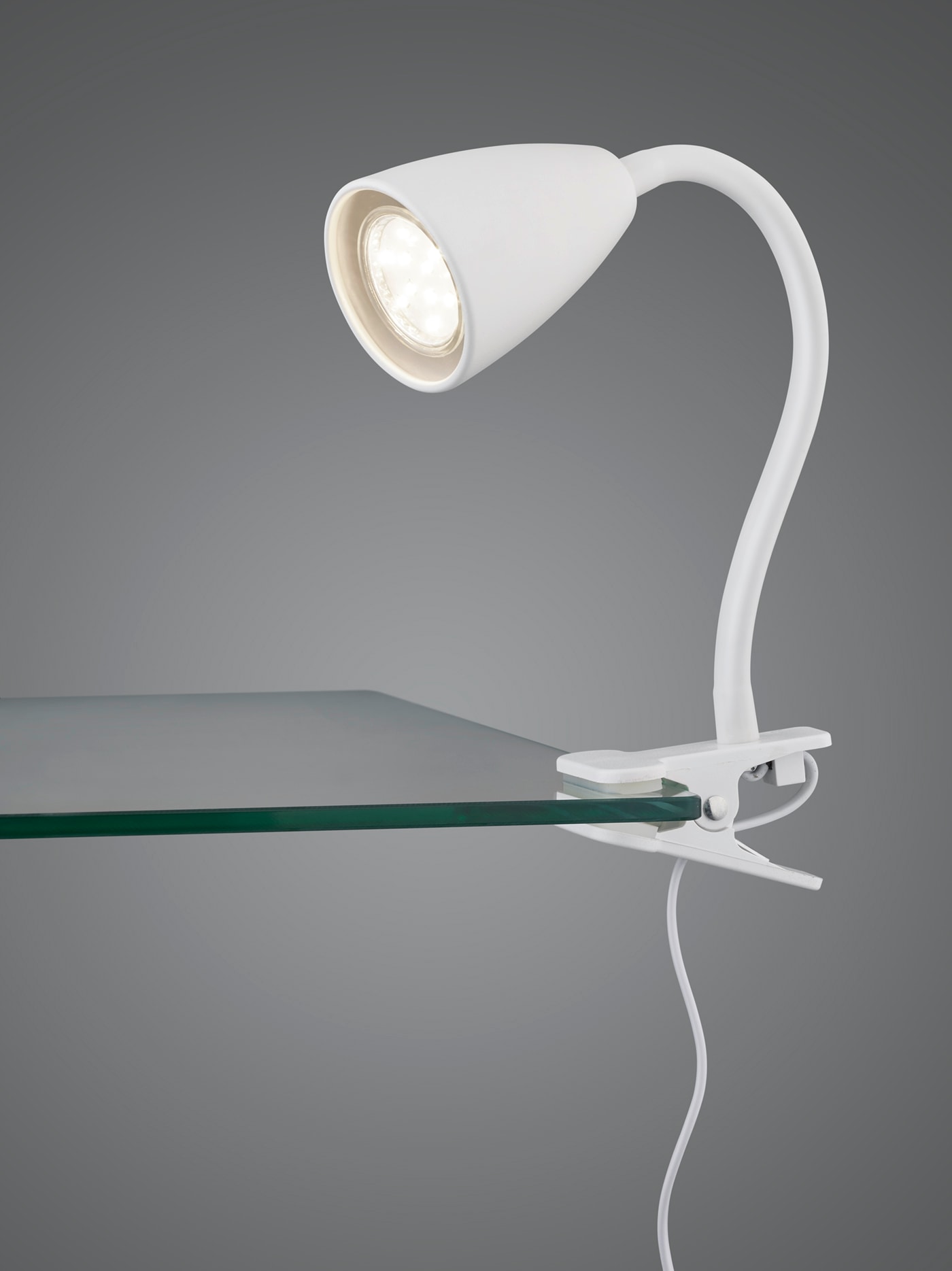 TRIO Leuchten Klemmleuchte »WANDA Leselampe mit Klemmhalterung exkl. 1xGU10 max 10W Schnurschalter«, 1 flammig, Leuchtmittel GU10 | Leuchtmittel wechselbar, flexibel verstellbar, ideal für Büro Regal Schreibtisch Arbeitsplatz