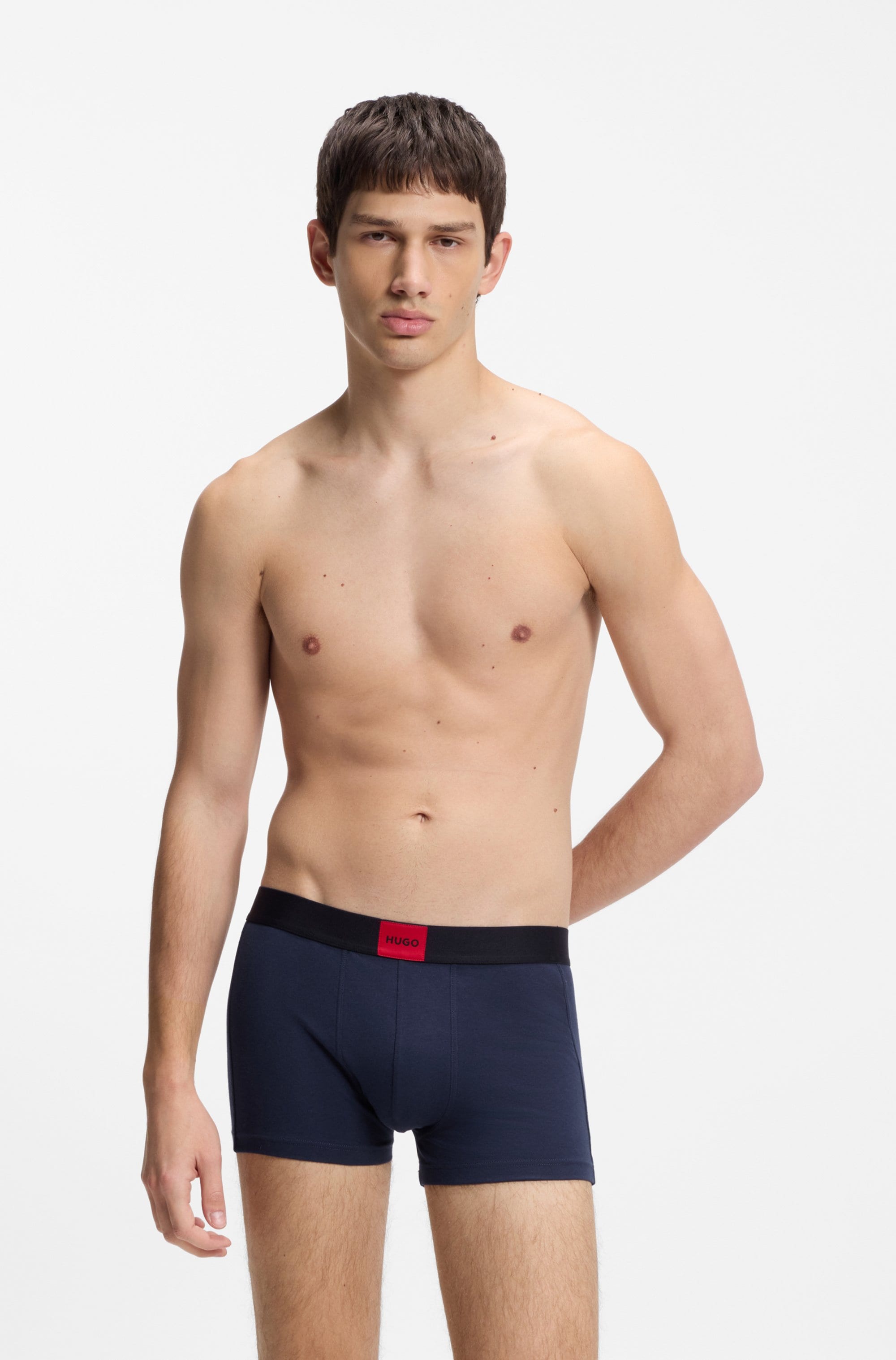 HUGO Underwear Trunk Set, 3 Stk. mit kontrastfarbenen Logobadge