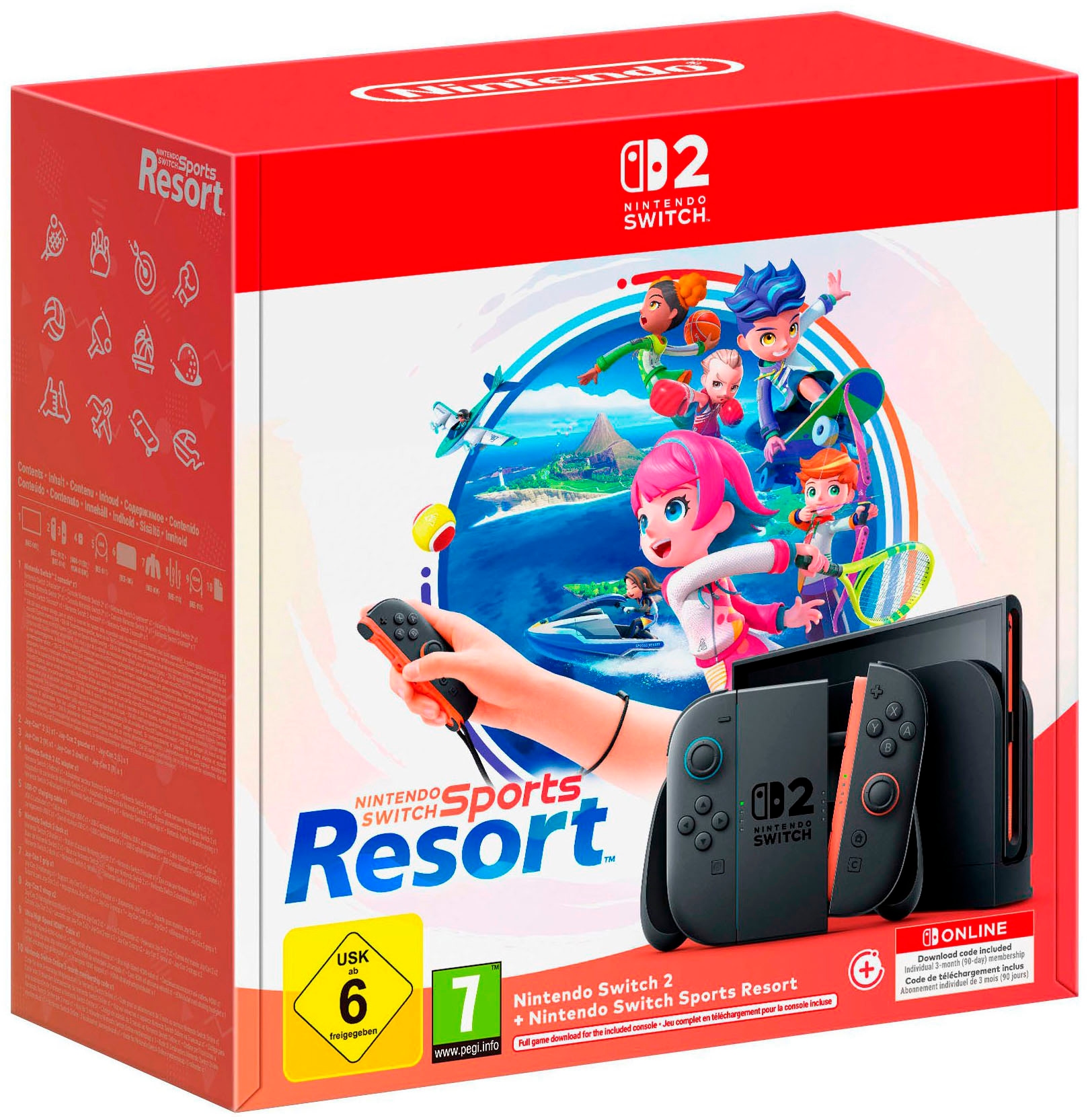 Nintendo Switch 2 Konsolen-Set »Switch 2 + Sports Resort + Joy-Con 2er-Set« 256 GB 3 Monate Nintendo Switch Online + Turnbeutel