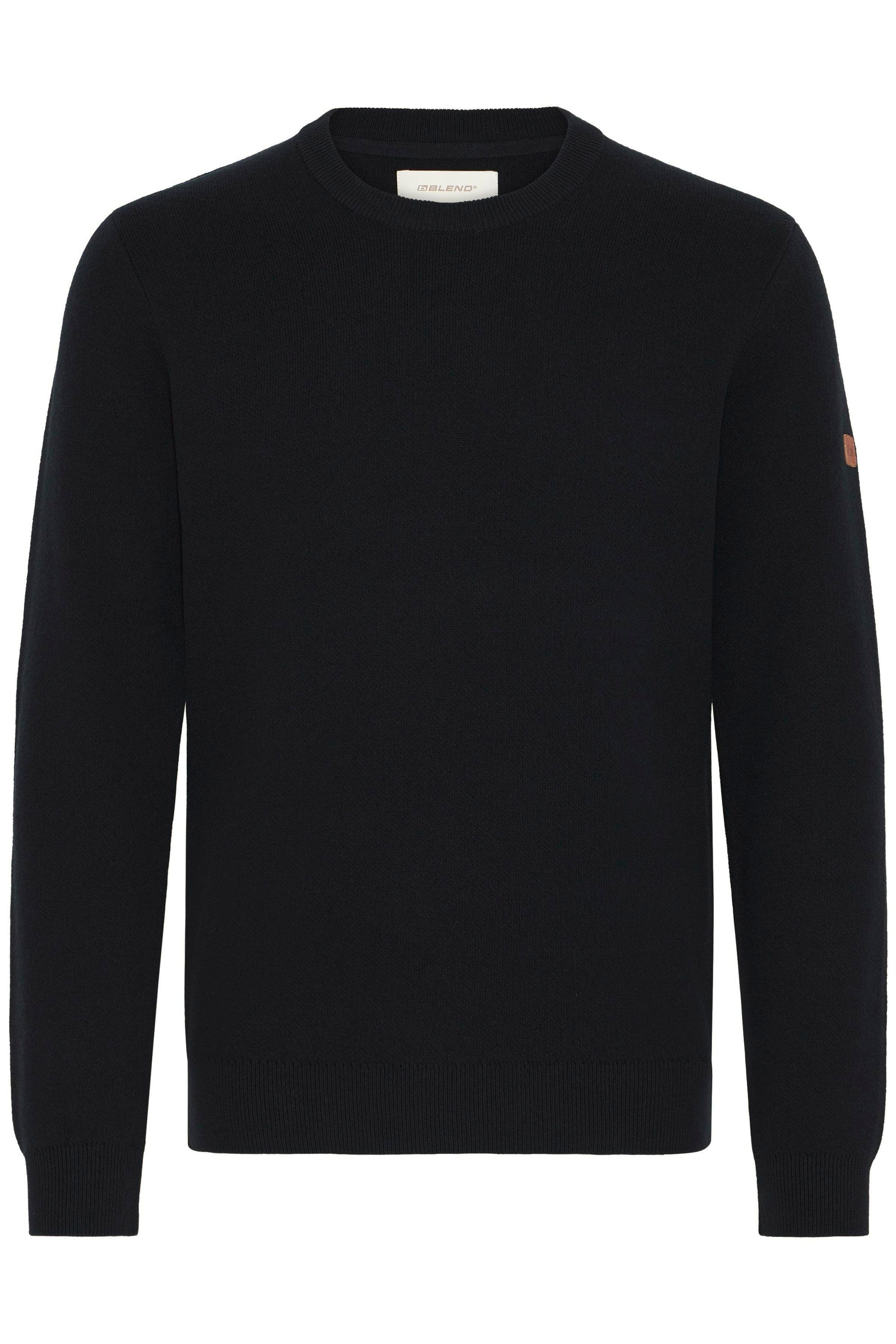 Strickfleece-Pullover BLEND "Strickpullover BHFintano", Herren, Gr. M, schwarz, Obermaterial: 70% Baumwolle CO recyc.. 30% Polyester Pol. recyc.., Pullover 4