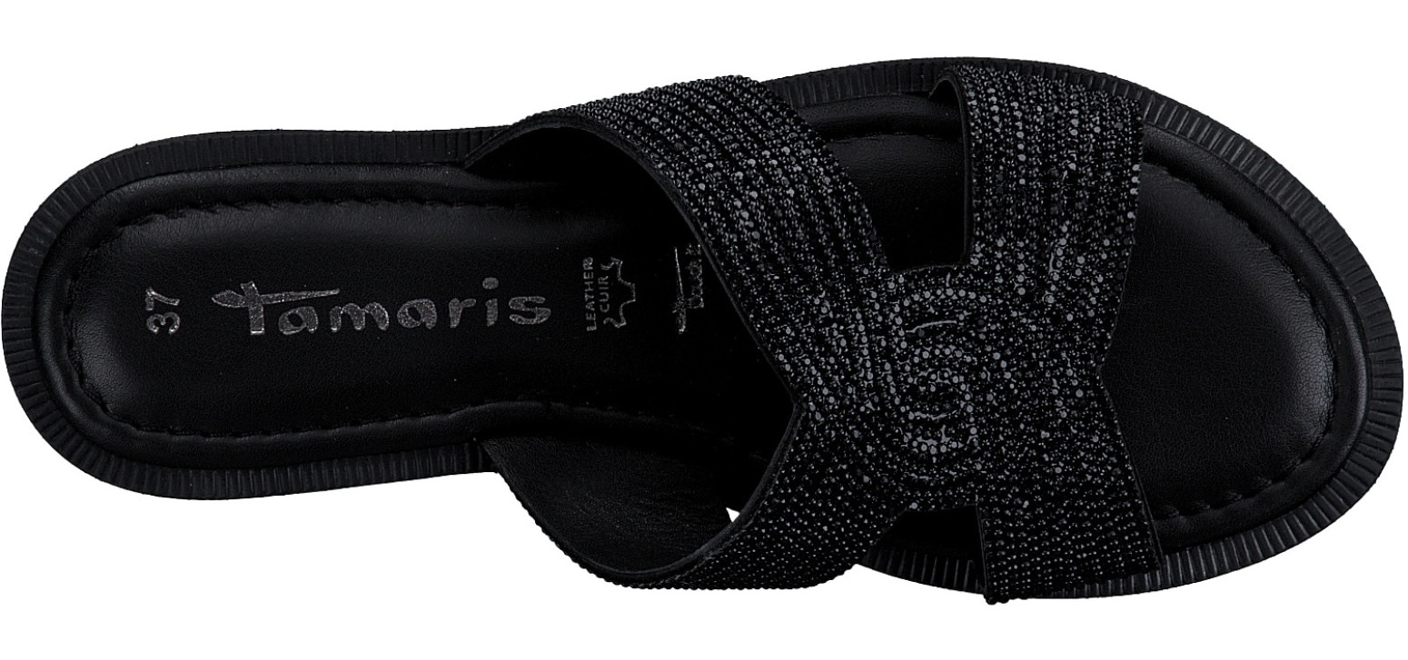 Tamaris Pantolette, Blockabsatz, Festtagsschuh, Sommerschuh in funkelnder Optik