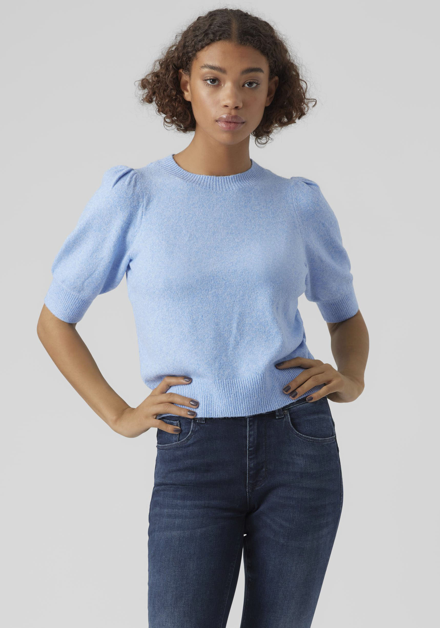 Vero Moda "VMDOFFY 2/4 O-NECK PULLOVER GA NOOS" Materialmix, regular fit