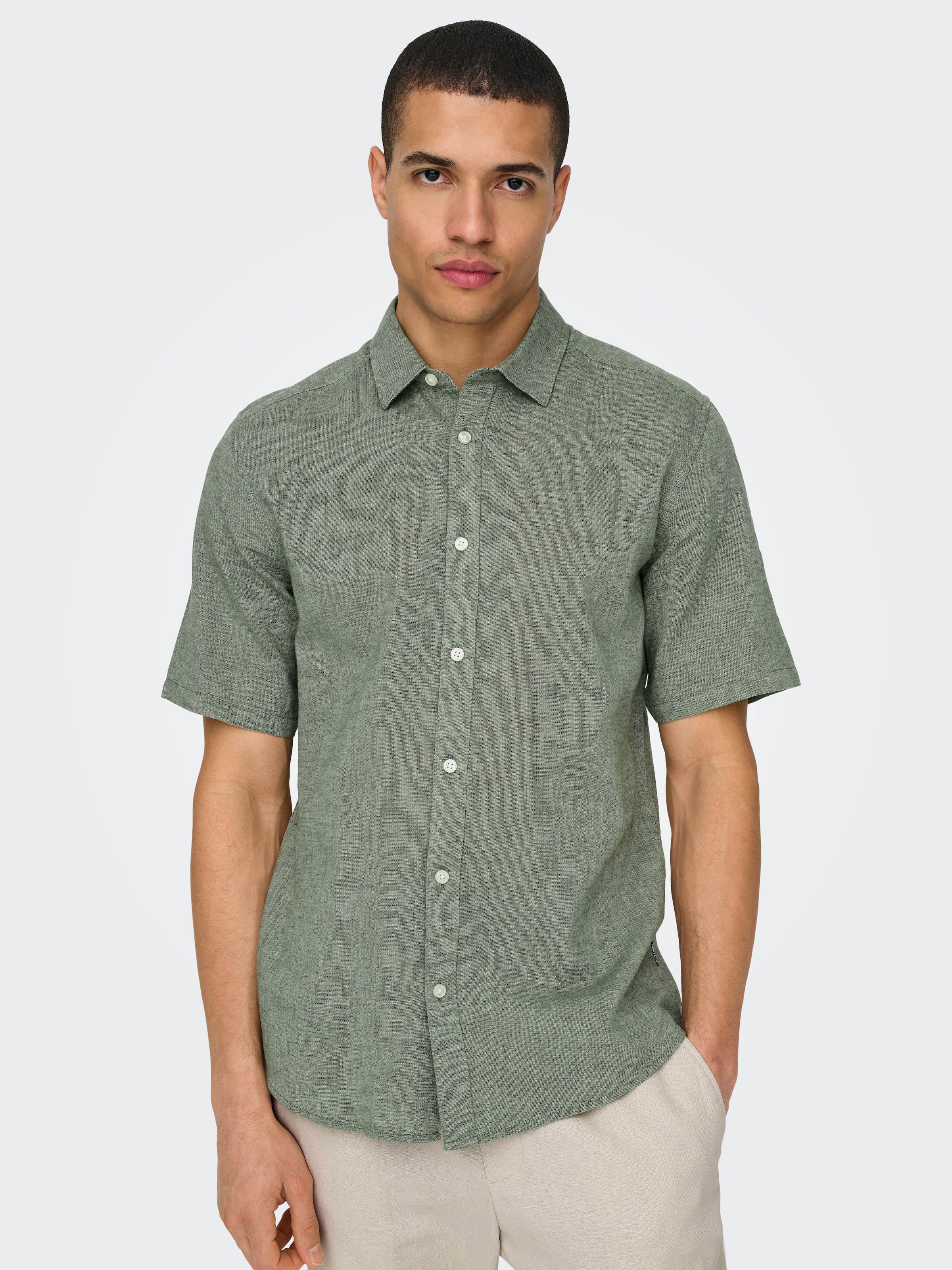 ONLY & SONS Kurzarmhemd »ONSCAIDEN SS SOLID LINEN SHIRT NOOS«