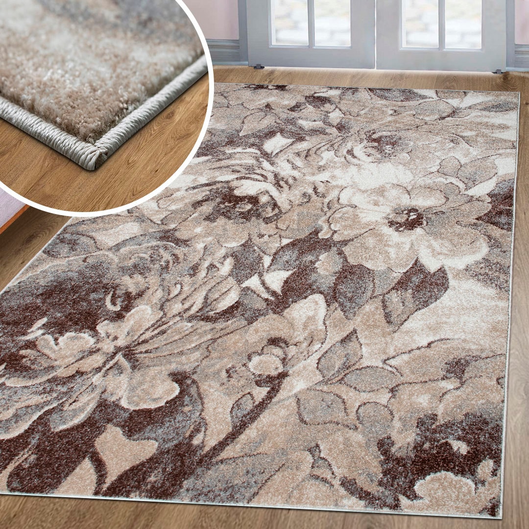 my home Teppich »Almrose«, rechteckig, 9 mm Höhe, mit besonders weichem Flor, Blumen Muster, florales Design, Kurzflor