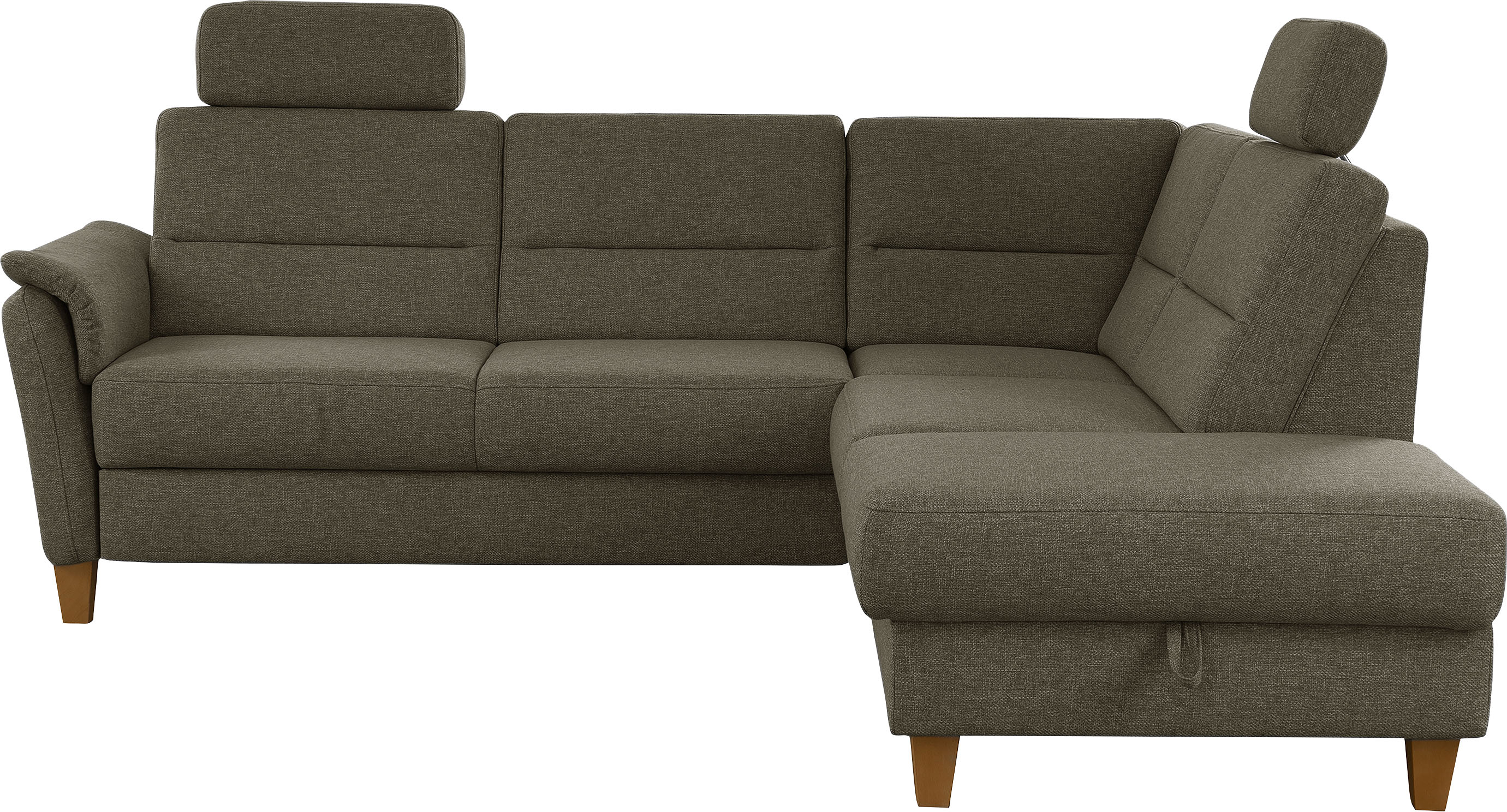 Home affaire Ecksofa "Palmera, L-Form, B: 236 cm, Bettfunktion & Bettkasten wählbar" Federkern-Polsterung, Sitzhöhe 48 cm, handgefertigt, stilvolles Design