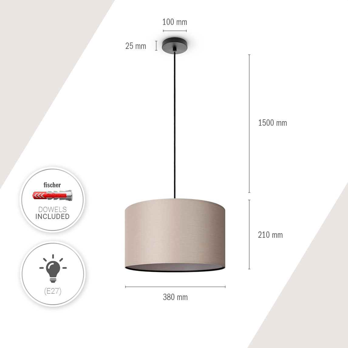 Paco Home Pendelleuchte »HUGO Und Wohnzimmer 1 LED UNI COLOR«, BAUR Unifarben, Deko flammig-flammig, E27 | Schlafzimmer, Deckenlampe