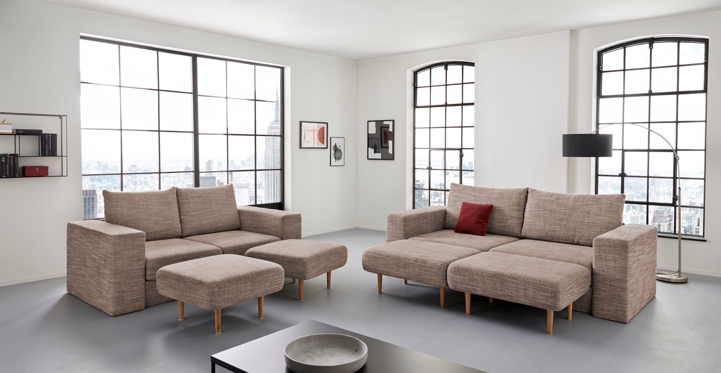 LOOKS by Wolfgang Joop 2,5-Sitzer »Looksv«, Verwandlungssofa: aus Sofa wird Sofa mit 2 Hockern