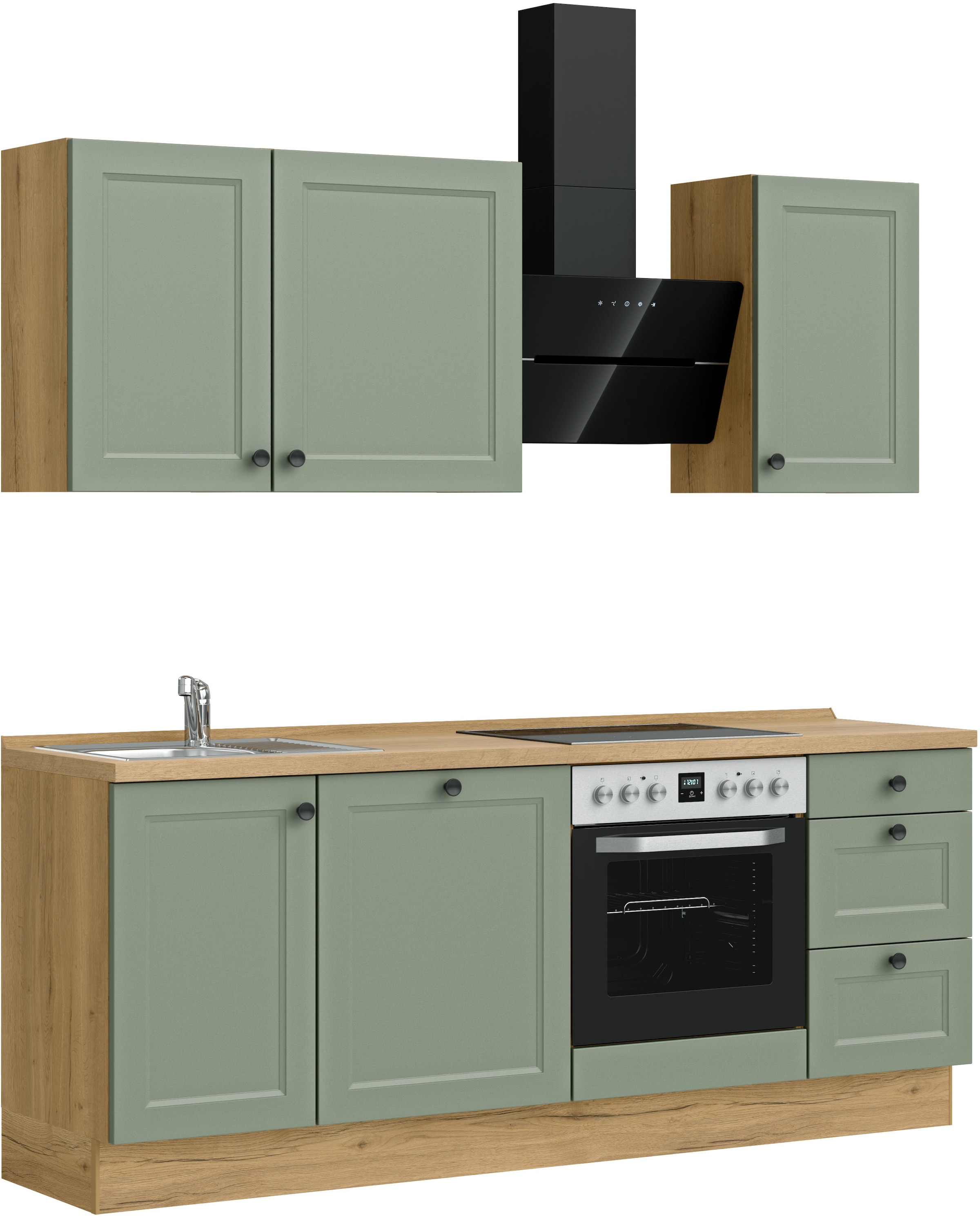 nobilia® Küchenzeile »"Cascada II"« vormontiert, Breite 210 cm, Ausrichtung wählbar, wahlw. mit E-Geräten