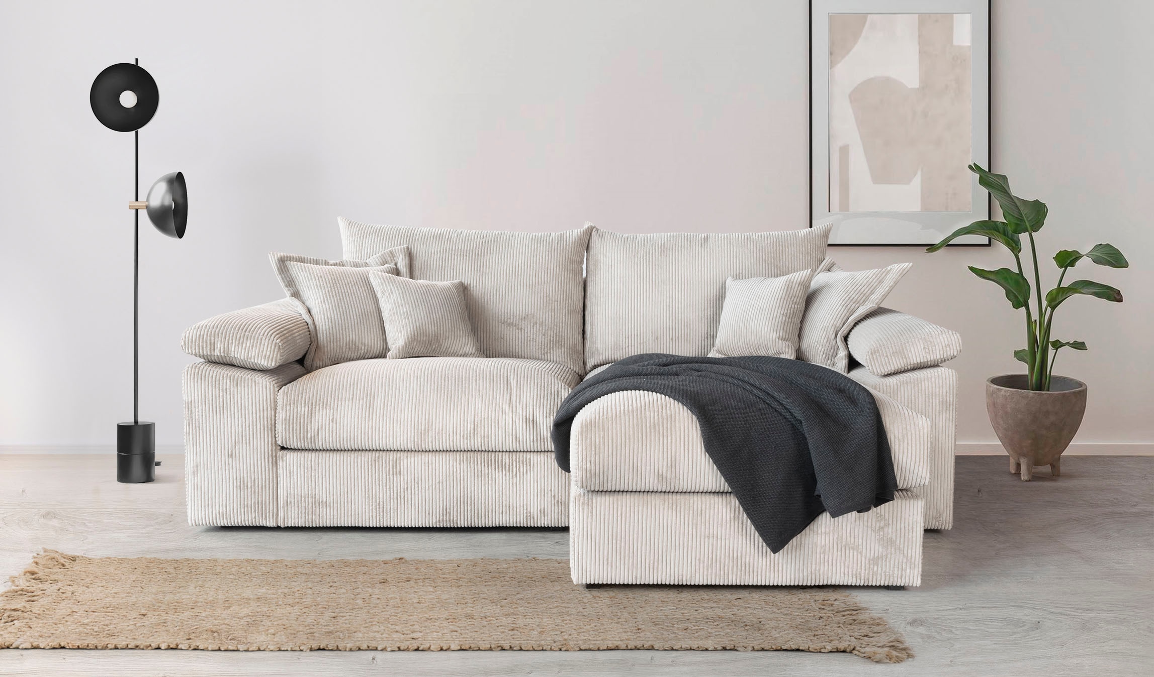 Home affaire Ecksofa »Soft&Cosy XL L-Form - Breite 246 cm«, Mega-Sofa, in Cord, Federkern-Polsterung