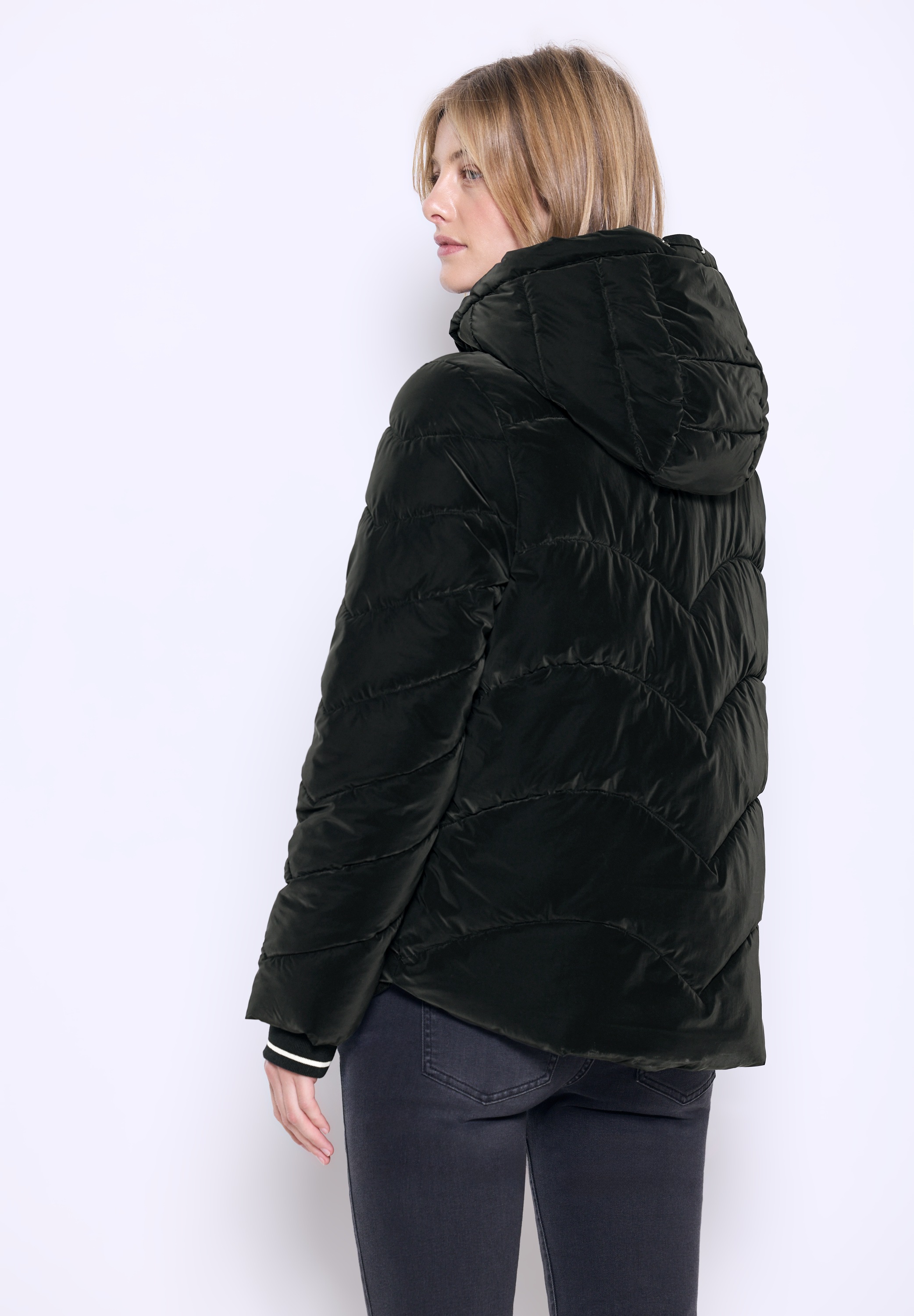 STREET ONE STUDIO Steppjacke mit Kapuze in Unifarbe günstig online kaufen