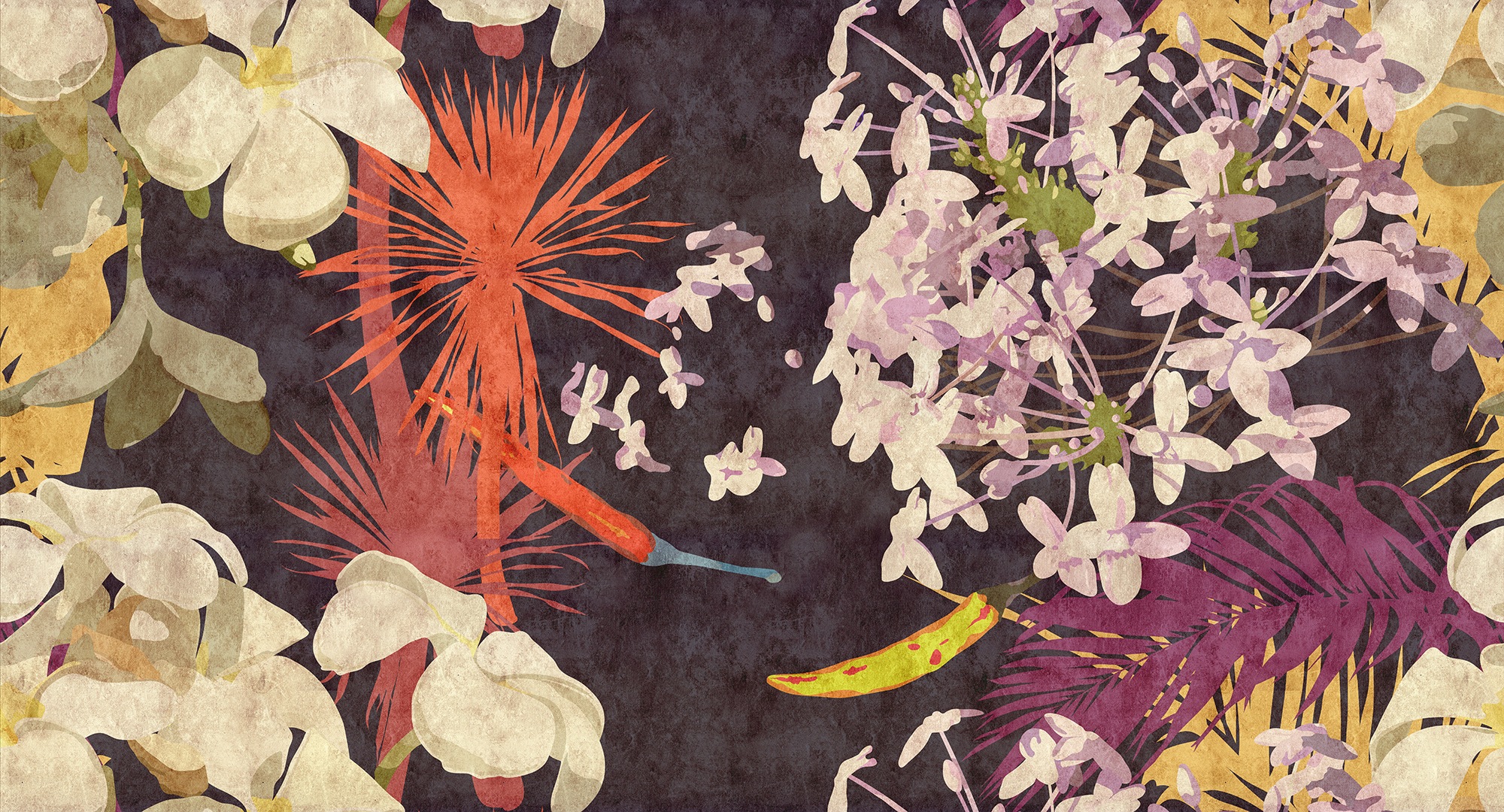 living walls Fototapete "Walls by Patel Vintage Bouquet 1" glatt Vlies, Wand, Schräge
